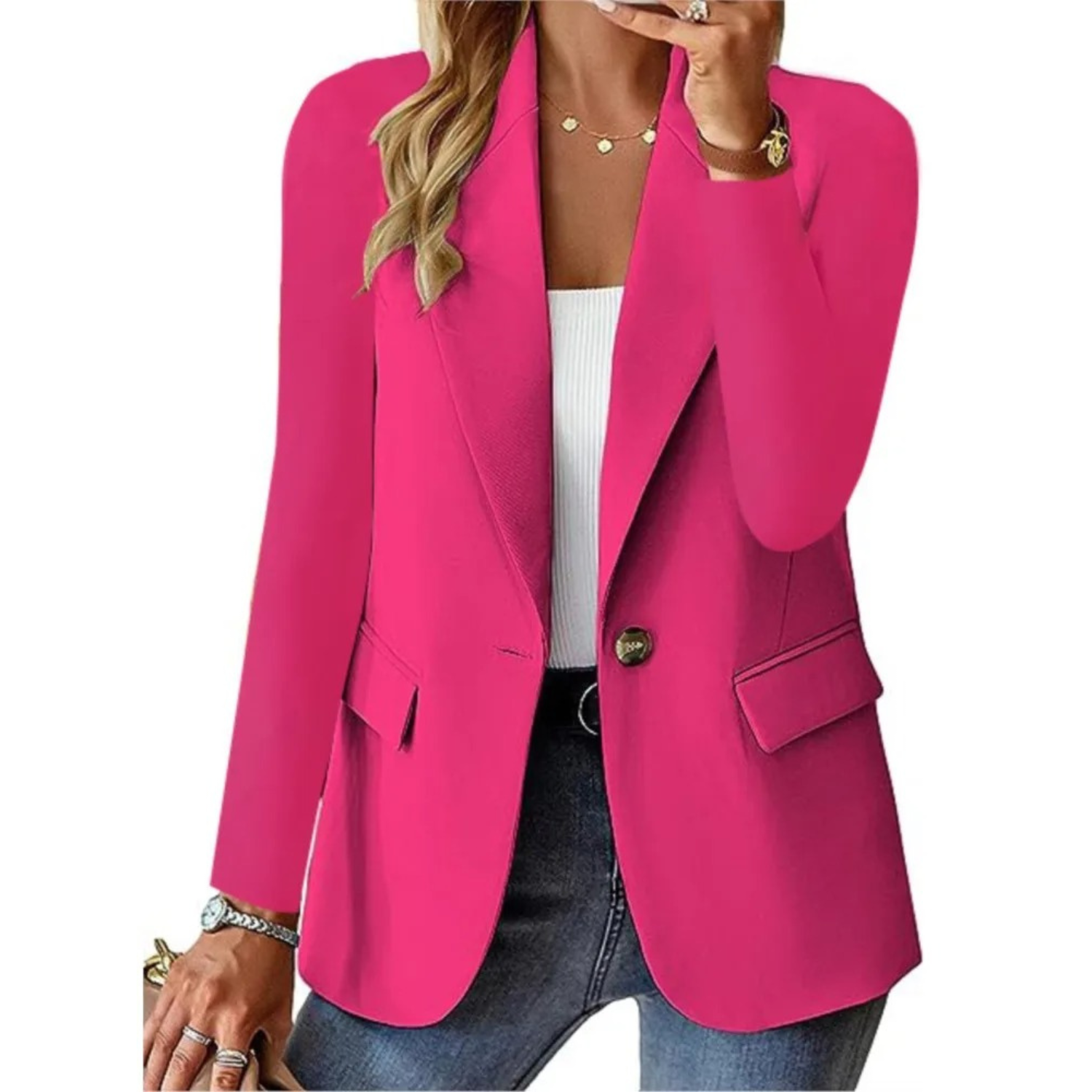 Blazer mujer corte holgado elegante chaqueta americana solapa clásica casual