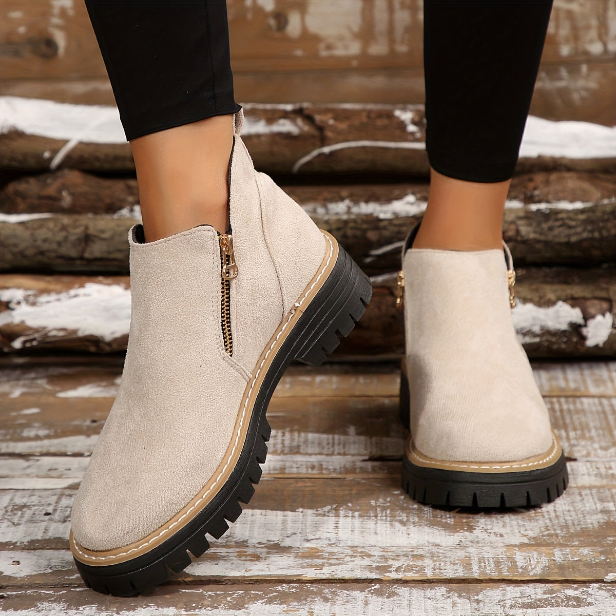 Botines para Mujer con Cierre de Cremallera Lateral y Suela Antideslizante