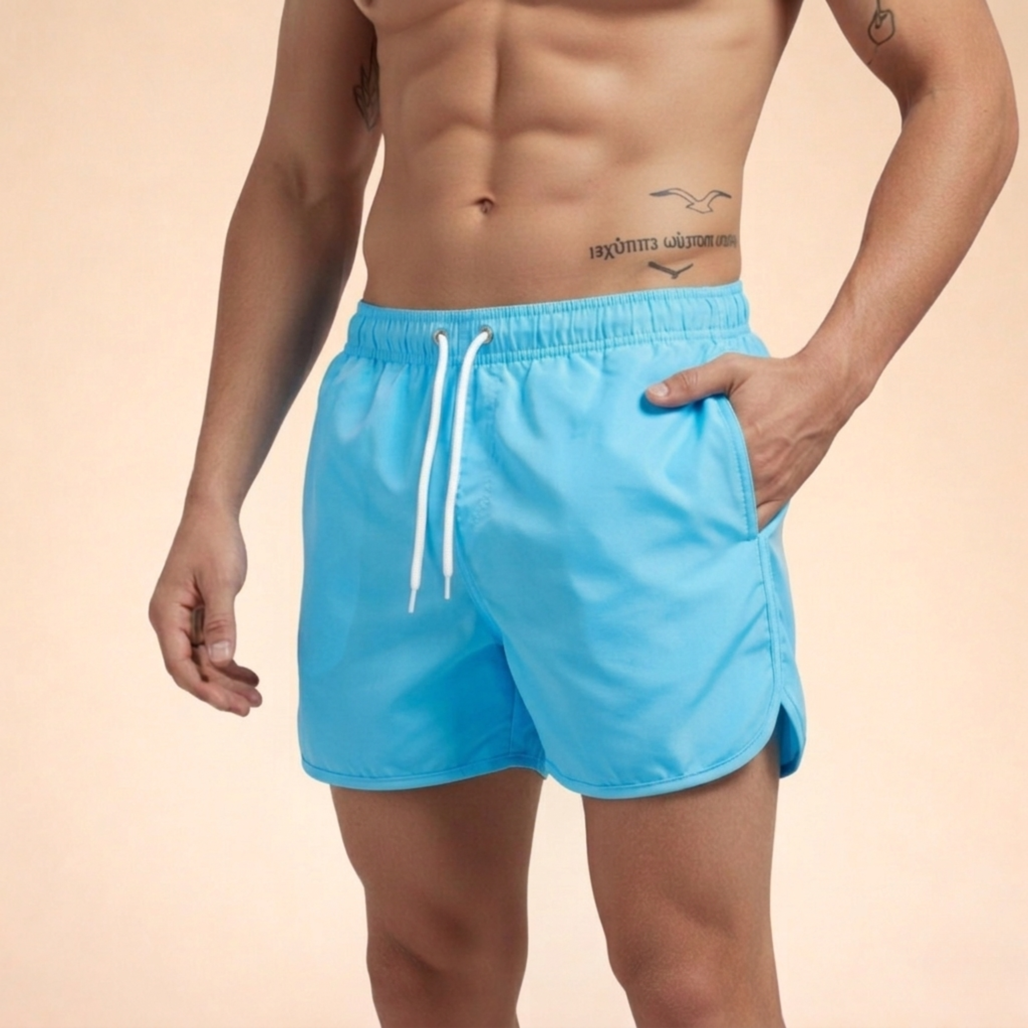 Bañador de natación para hombre - secado rápido con cordón ajustable - playa