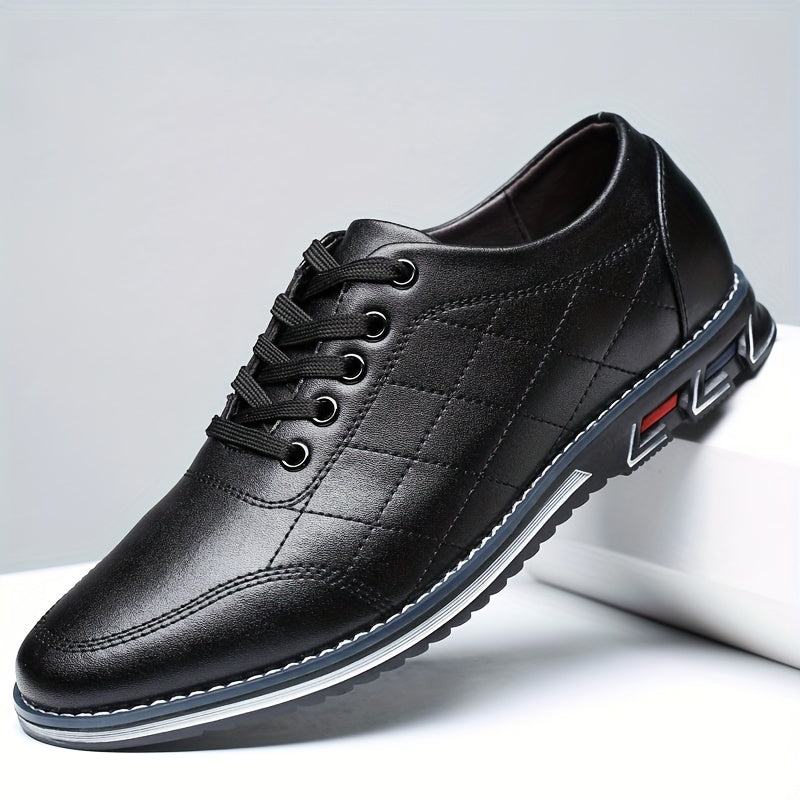 Chaussures habillées pour homme en cuir synthétique avec lacets et semelle en caoutchouc