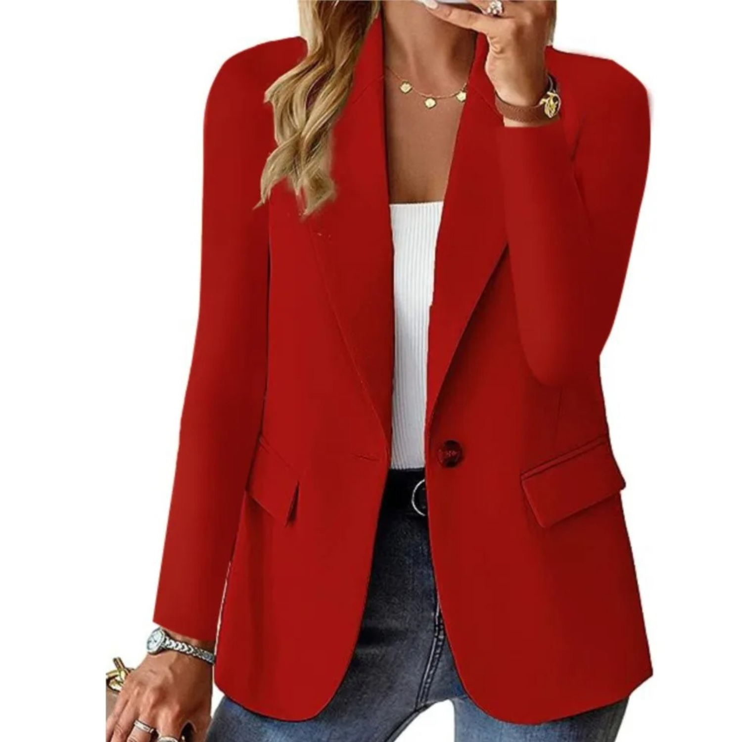 Dámské sako volného střihu, elegantní americký styl s klasickým klopovým límcem, casual