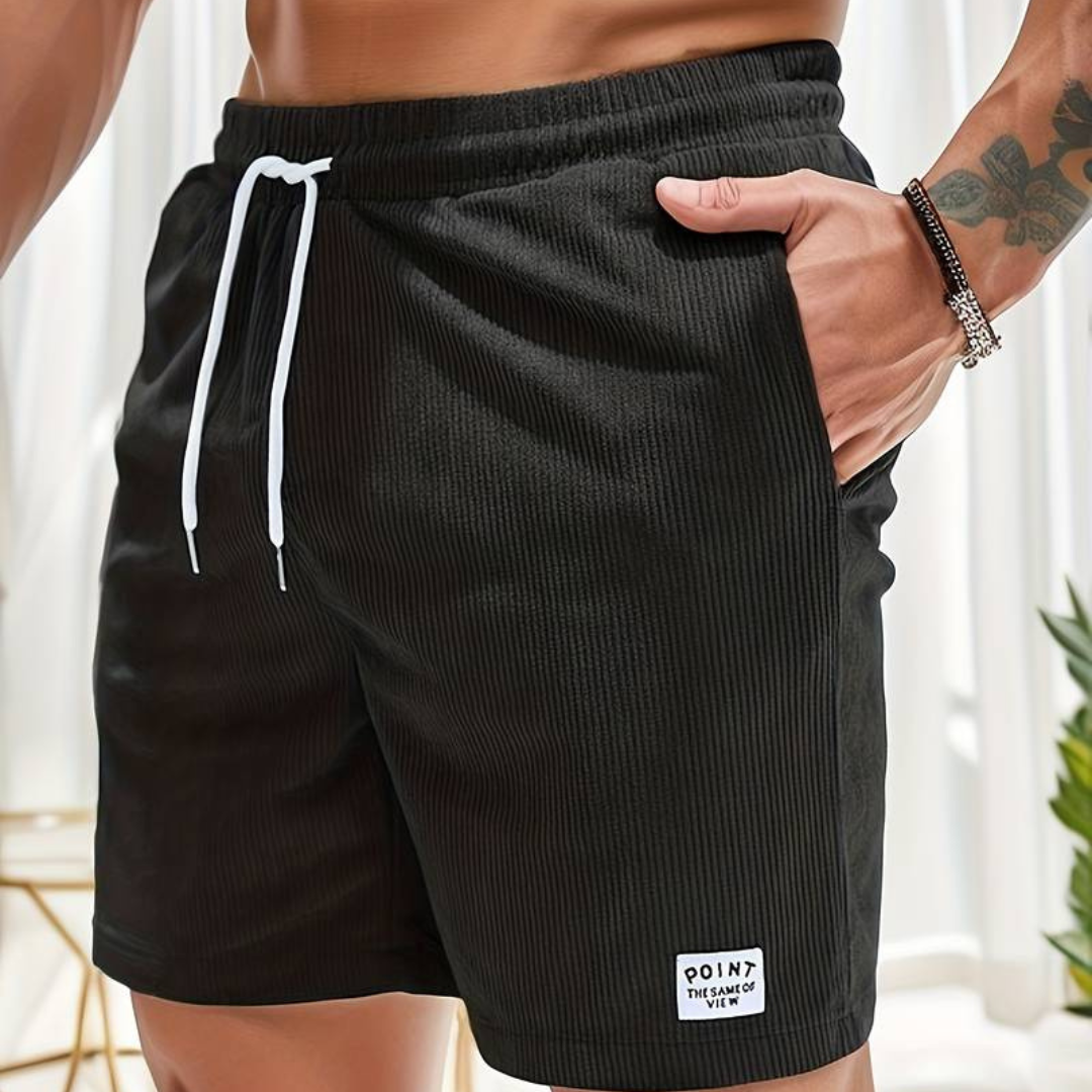 Pantalones cortos de pana para hombre - bermudas con cordón ajustables
