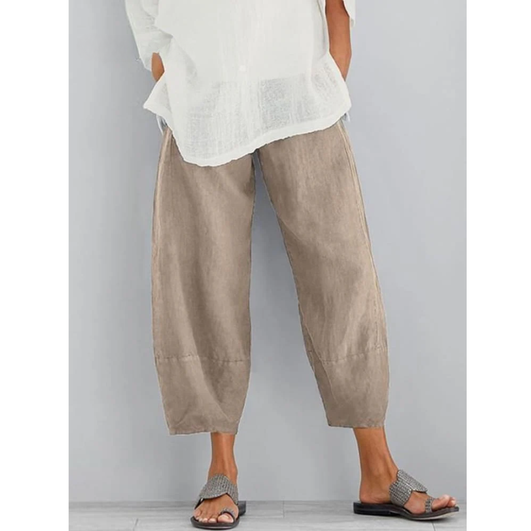 Pantalones de lino para mujer - corte holgado de ocio - playa