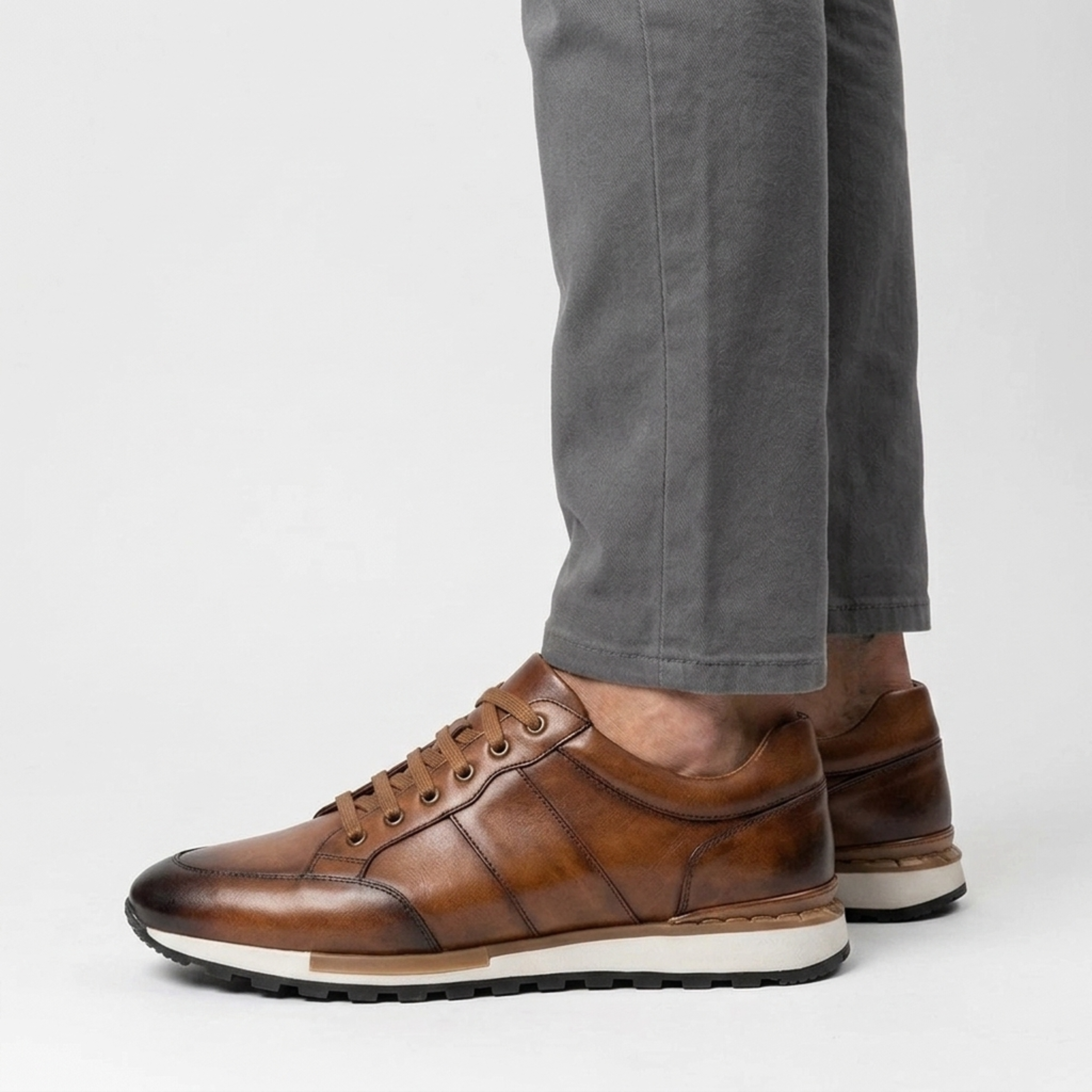 Zapatillas de cuero para hombre | calzado con cordones uso diario
