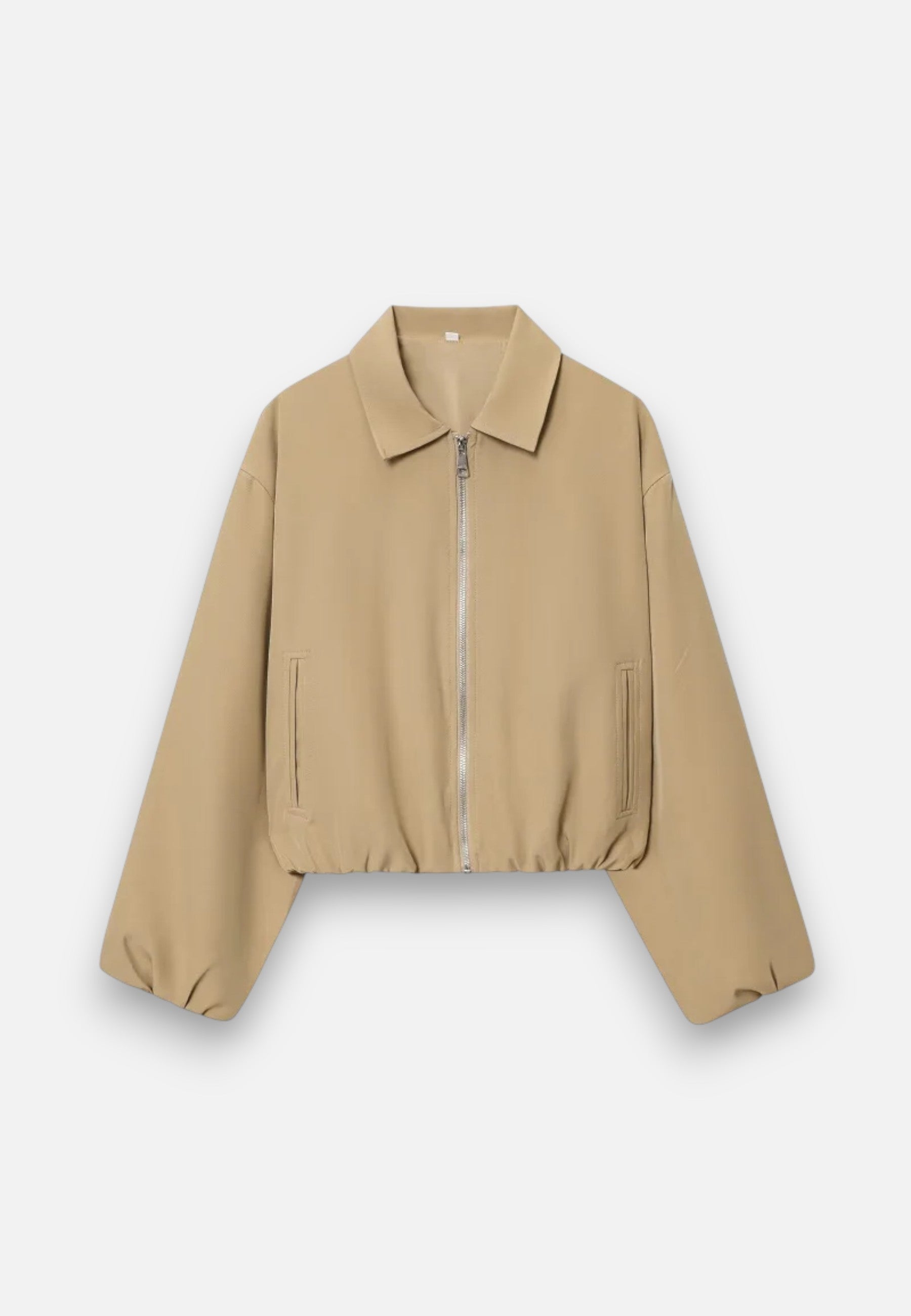 Chaqueta Bomber Corta para Mujer con Cremallera y Cuello de Solapa