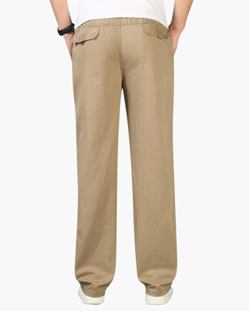 Pantalones Capri de Algodón y Lino con Cintura Elástica y Cordón Ajustable