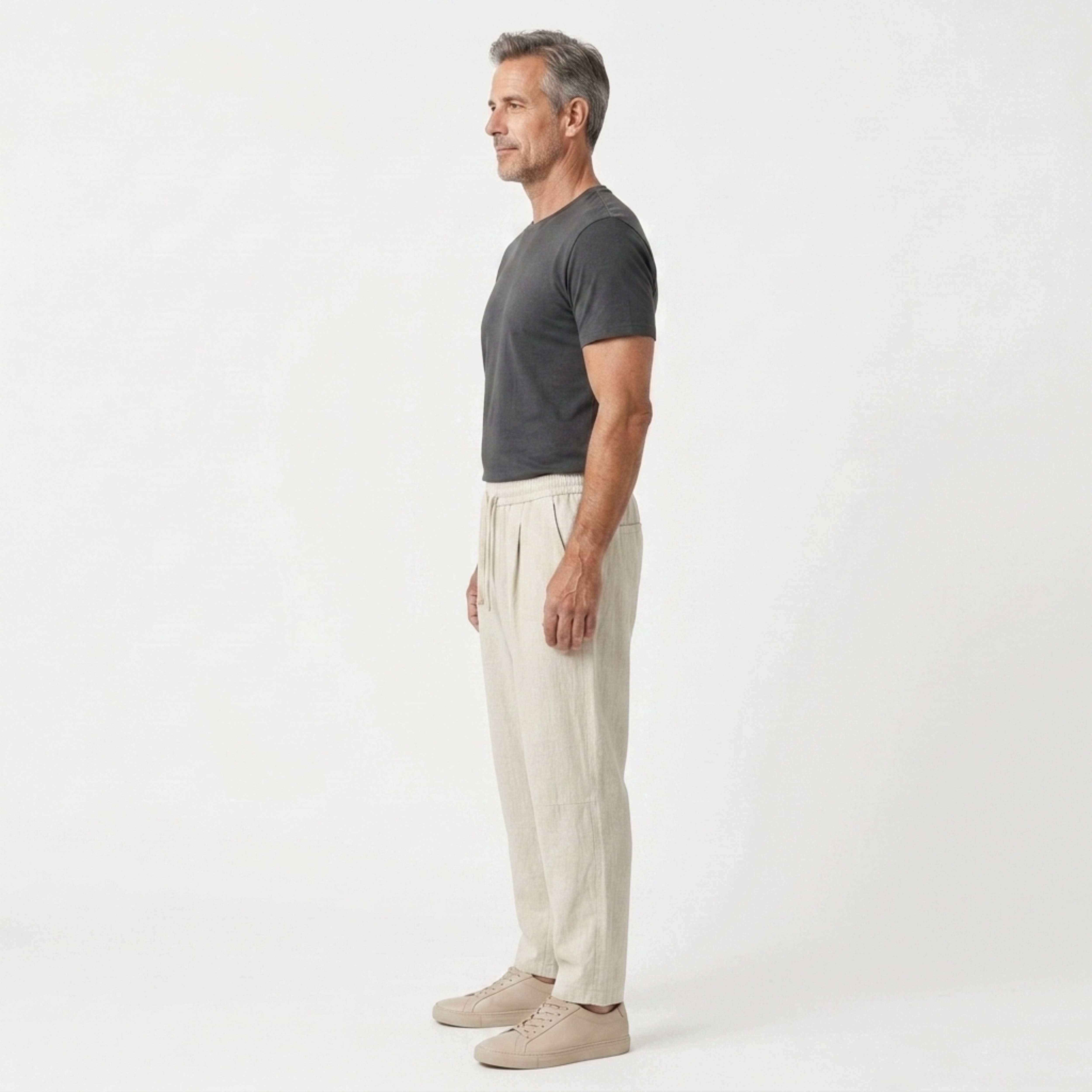 Pantalon en lin homme — coupe fuselée avec taille élastique