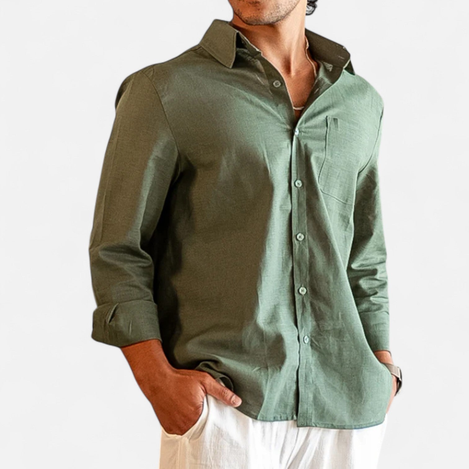 Chemise en lin pour homme à manches longues – Élégance intemporelle, confort naturel