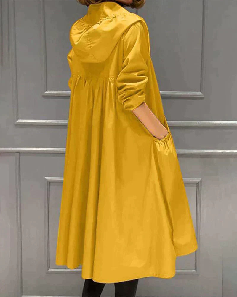 Gabardina Impermeable Larga de Mujer con Corte Protector y Diseño Transpirable