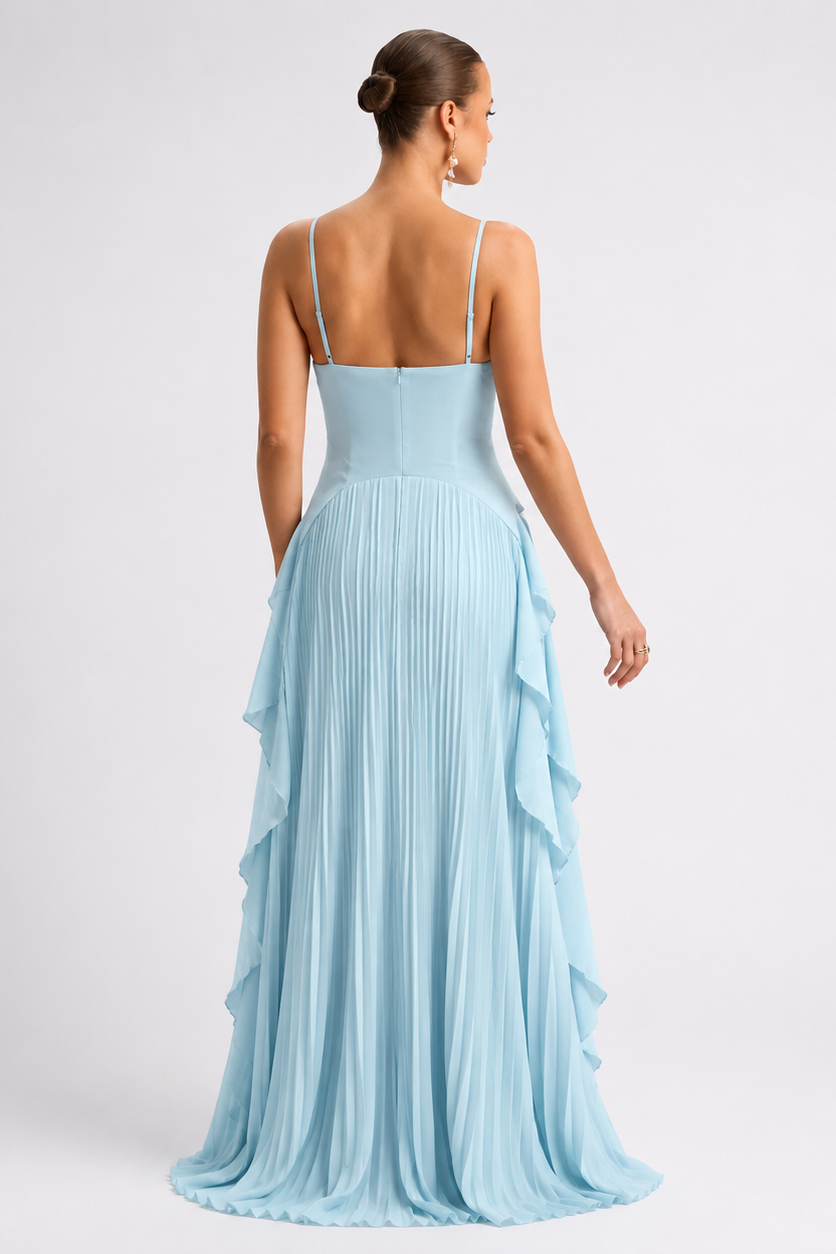 Vestido maternidad largo plisado tirantes