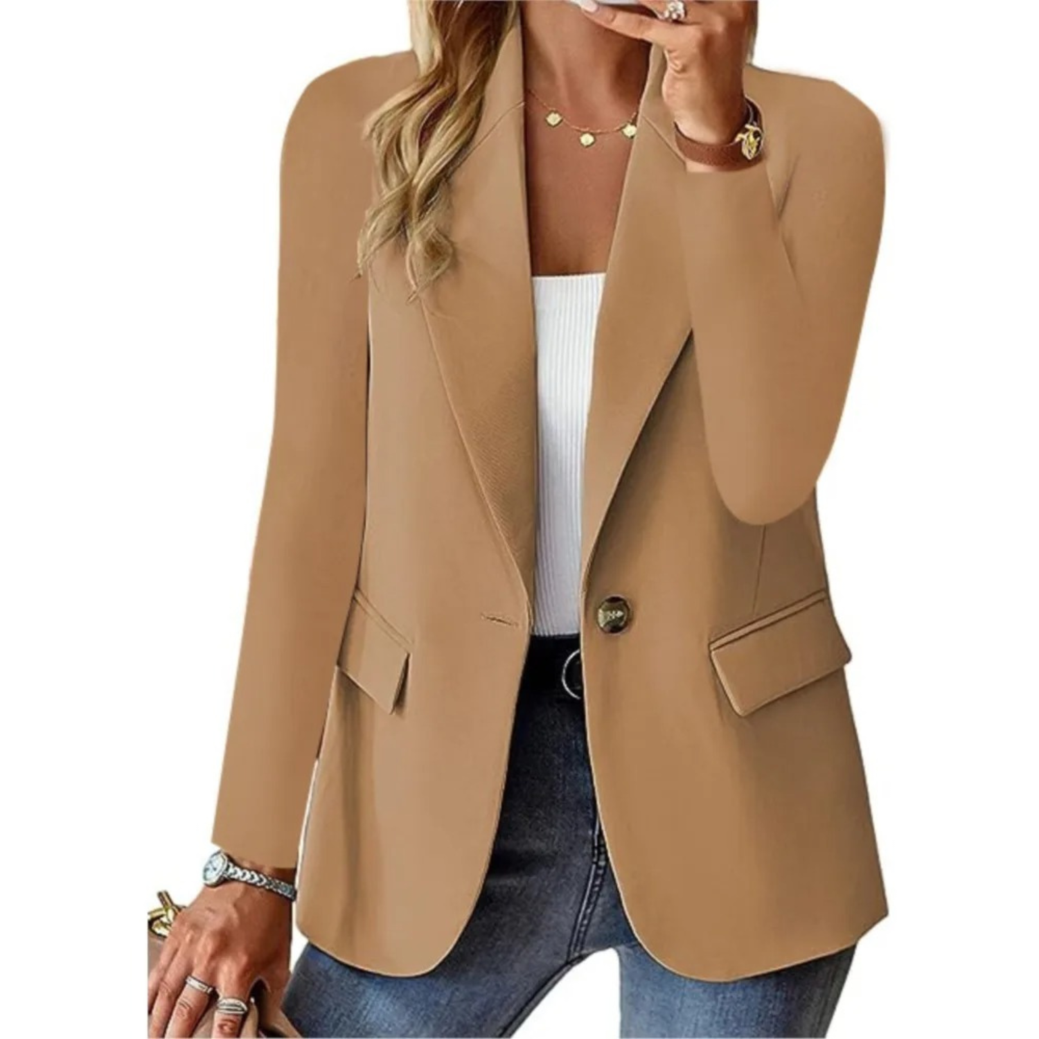 Dámské sako volného střihu, elegantní americký styl s klasickým klopovým límcem, casual