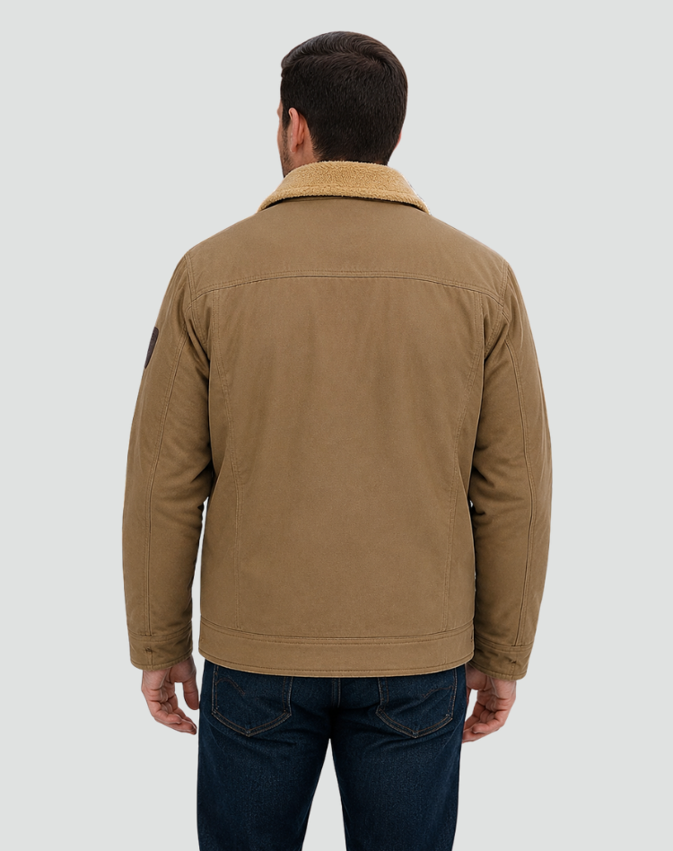 Chaqueta de Hombre con Forro Suave y Cierre de Botones a Presión