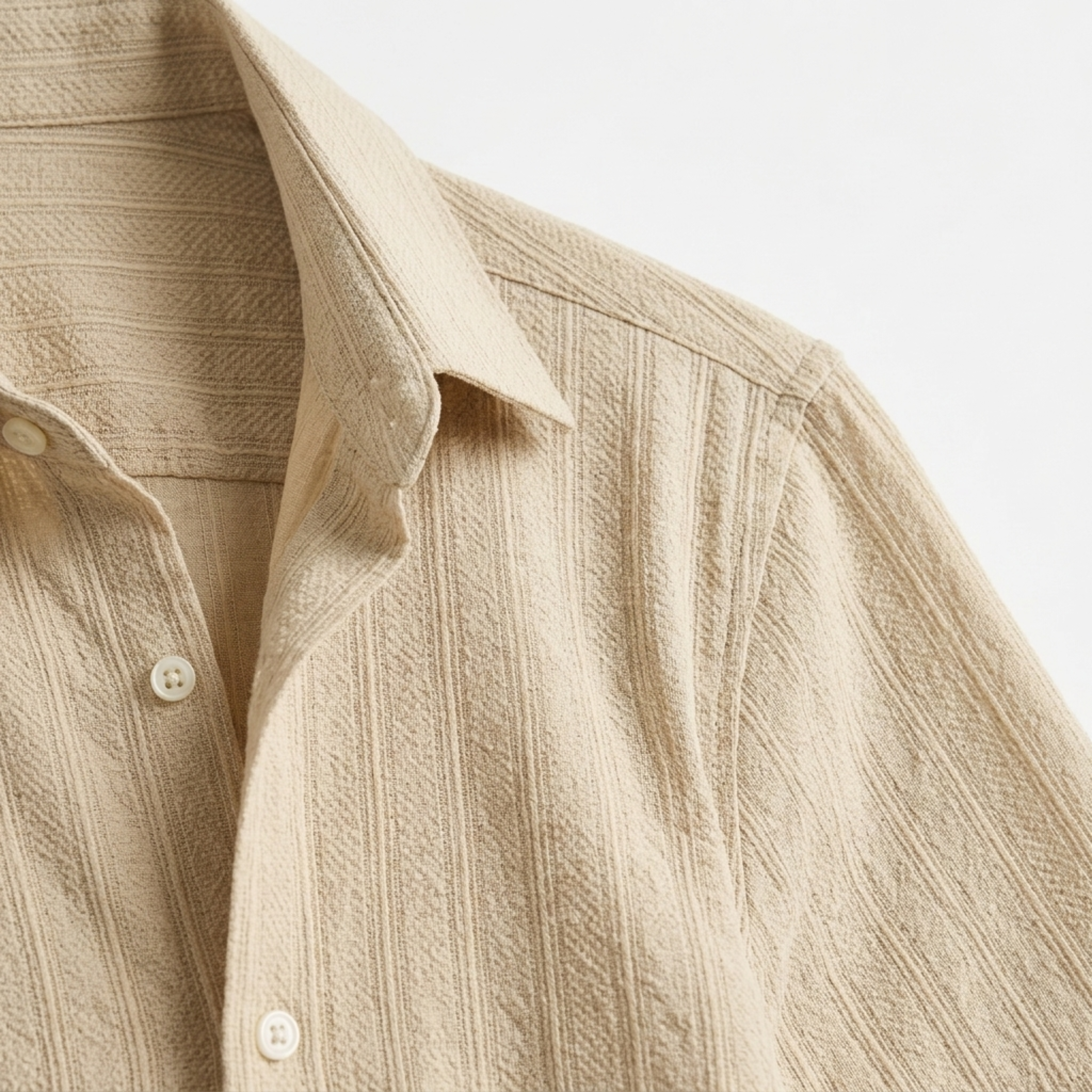 Camisa de algodón y lino | diseño manga corta para playa