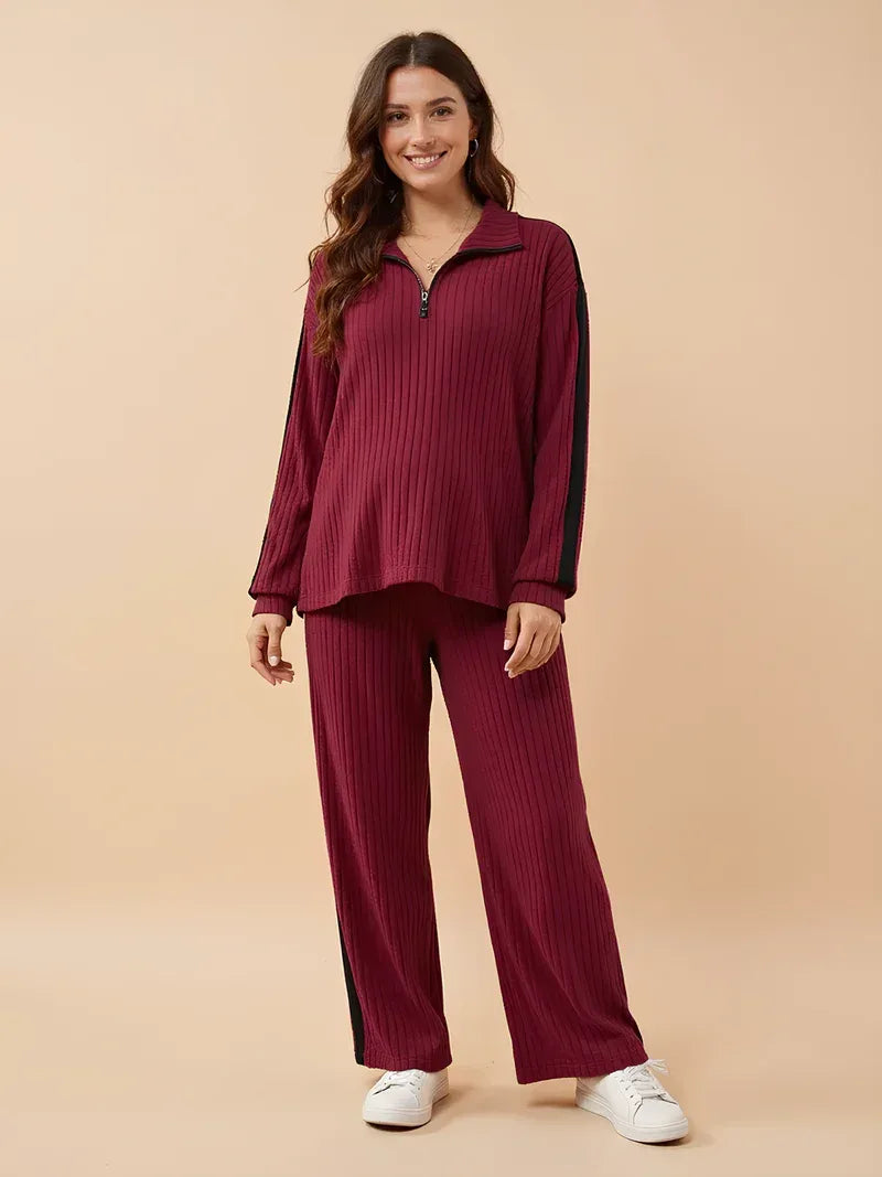 Conjunto maternidad dos piezas punto canalé