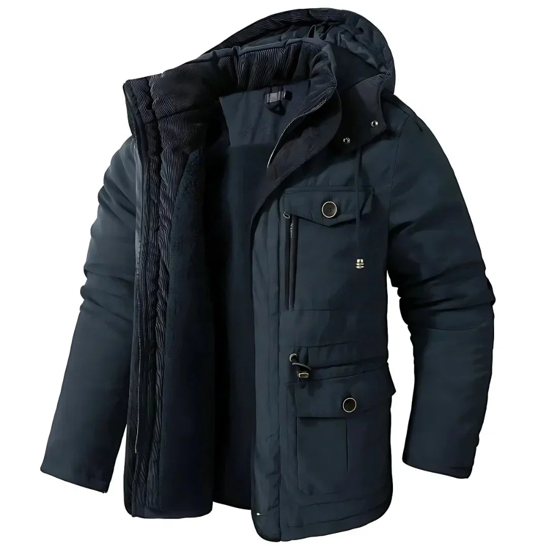 Chaqueta Impermeable y Cortavientos con Forro Polar y Capucha Desmontable