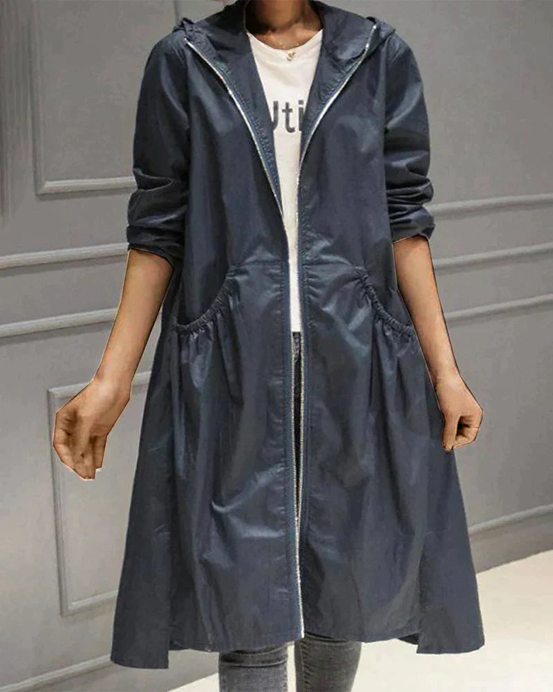 Gabardina Impermeable Larga de Mujer con Corte Protector y Diseño Transpirable