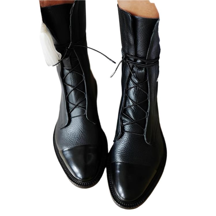 Botas Altas de Cuero para Mujer con Cordones y Cierre de Cremallera