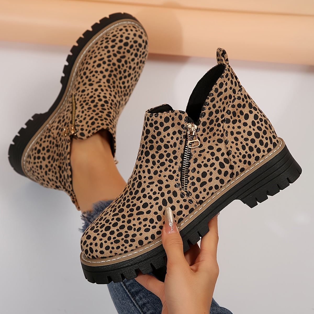 Botines para Mujer con Cierre de Cremallera Lateral y Suela Antideslizante
