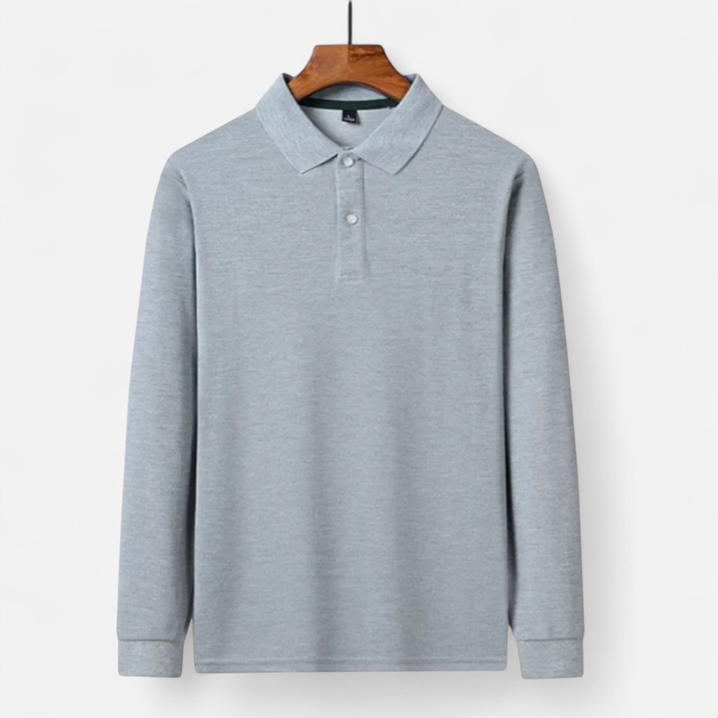 Polo Hombre Manga Larga Algodón Perlado Business