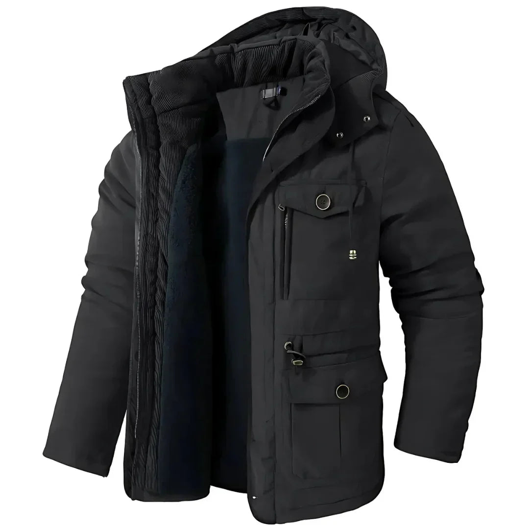 Chaqueta Impermeable y Cortavientos con Forro Polar y Capucha Desmontable