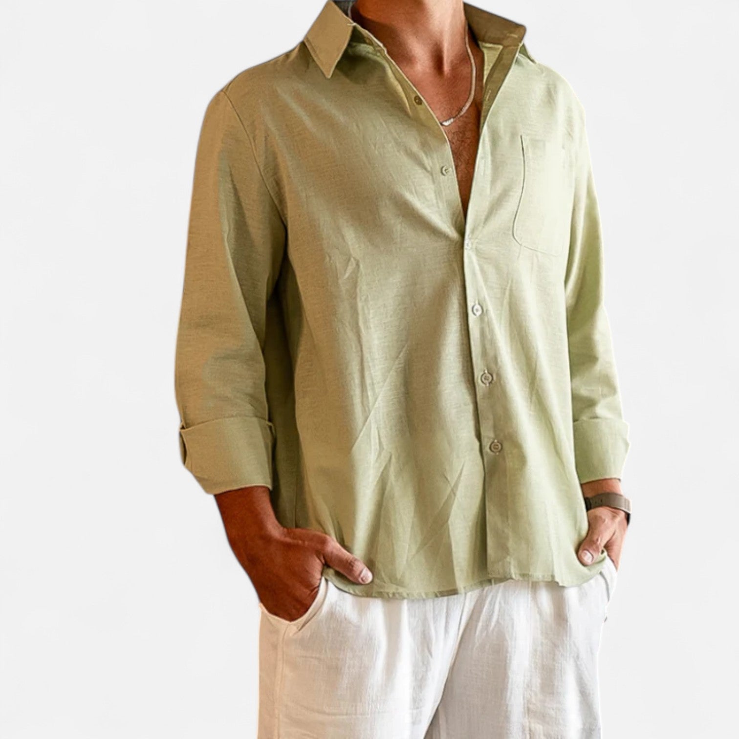 Chemise en lin pour homme à manches longues – Élégance intemporelle, confort naturel