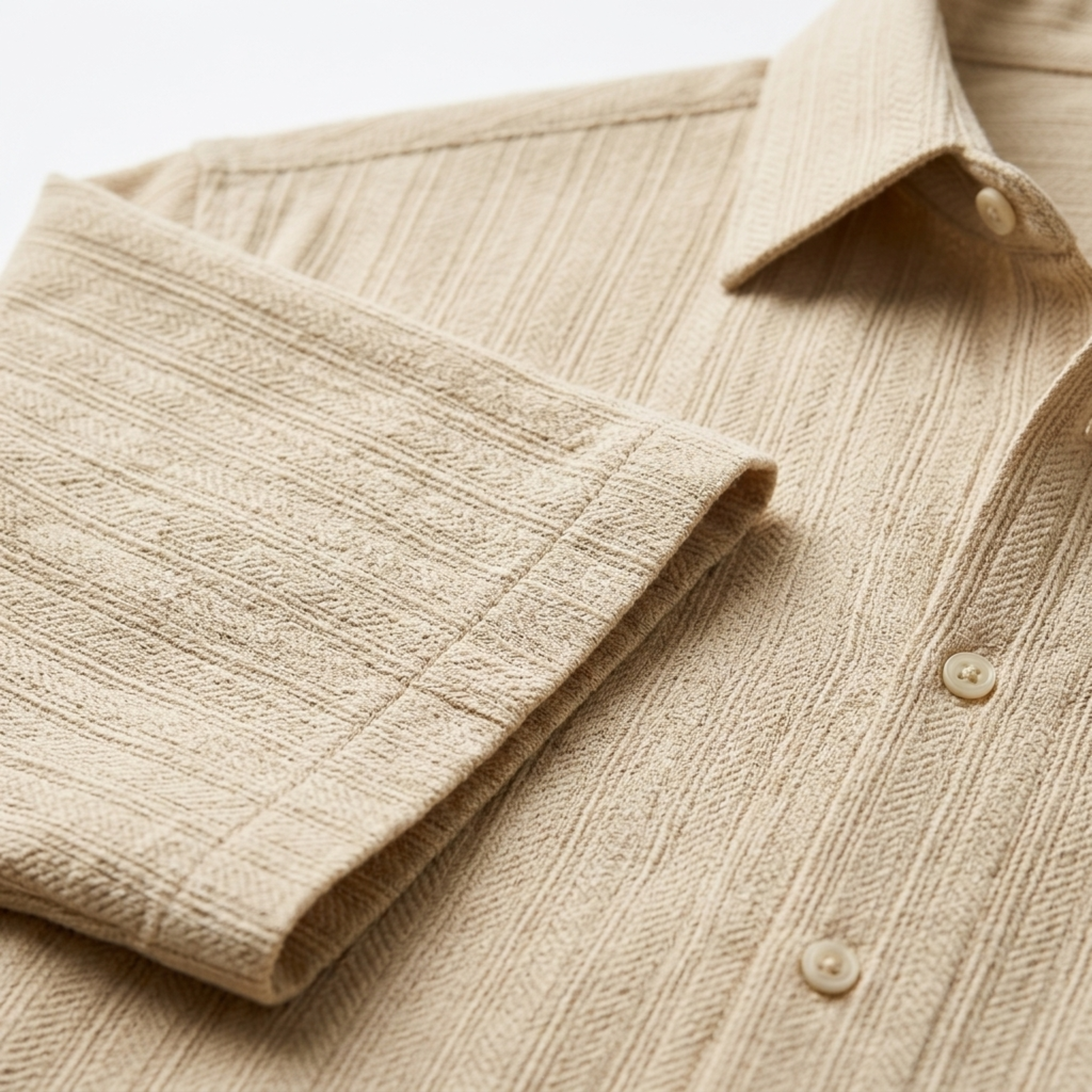 Camisa de algodón y lino | diseño manga corta para playa