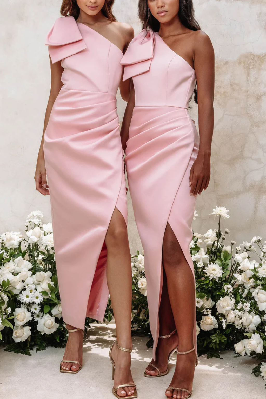 Robe d'invitée de mariage à épaule dénudée avec nœud devant pour femme