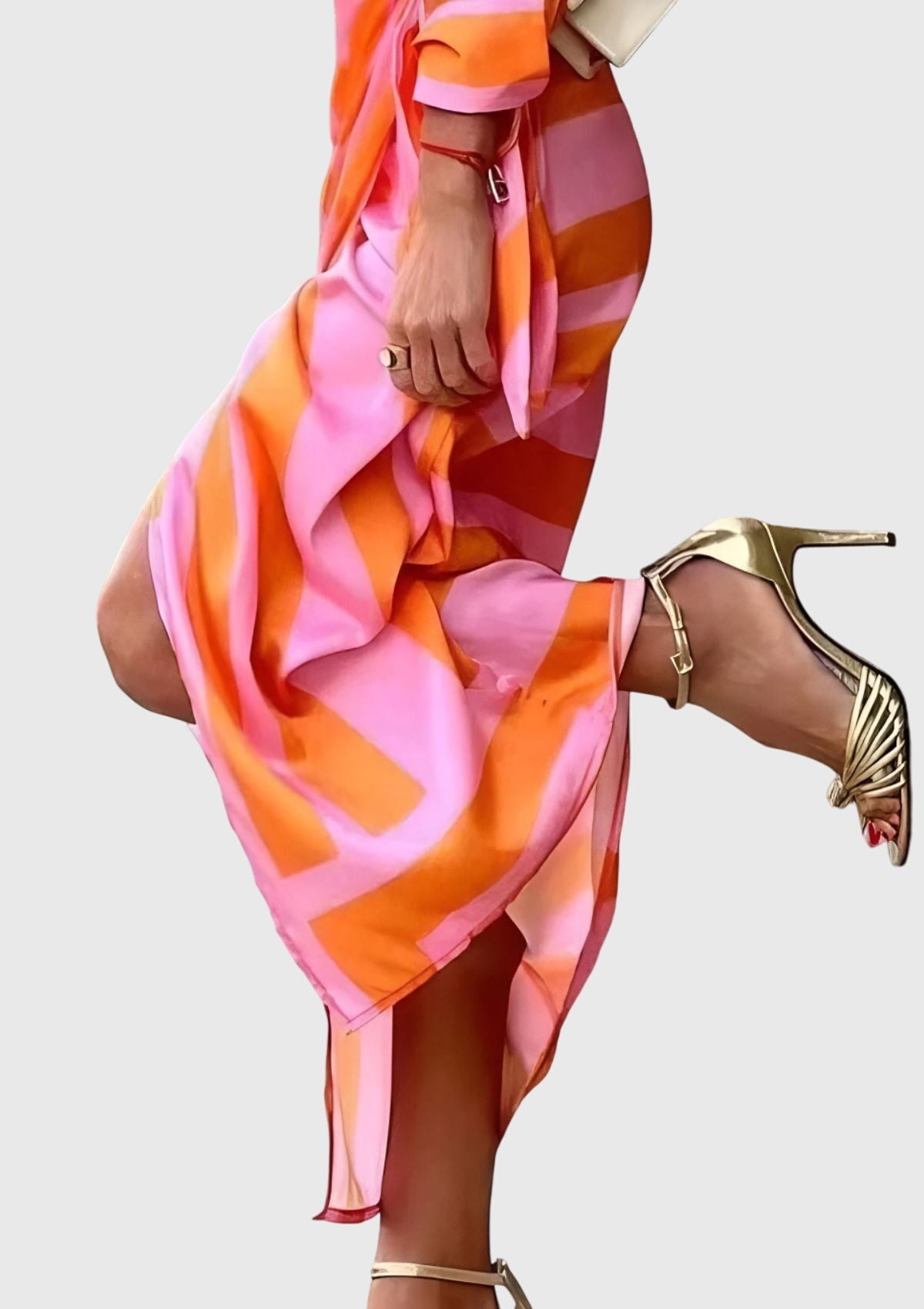 Robe portefeuille imprimée | robe midi à col pour événements
