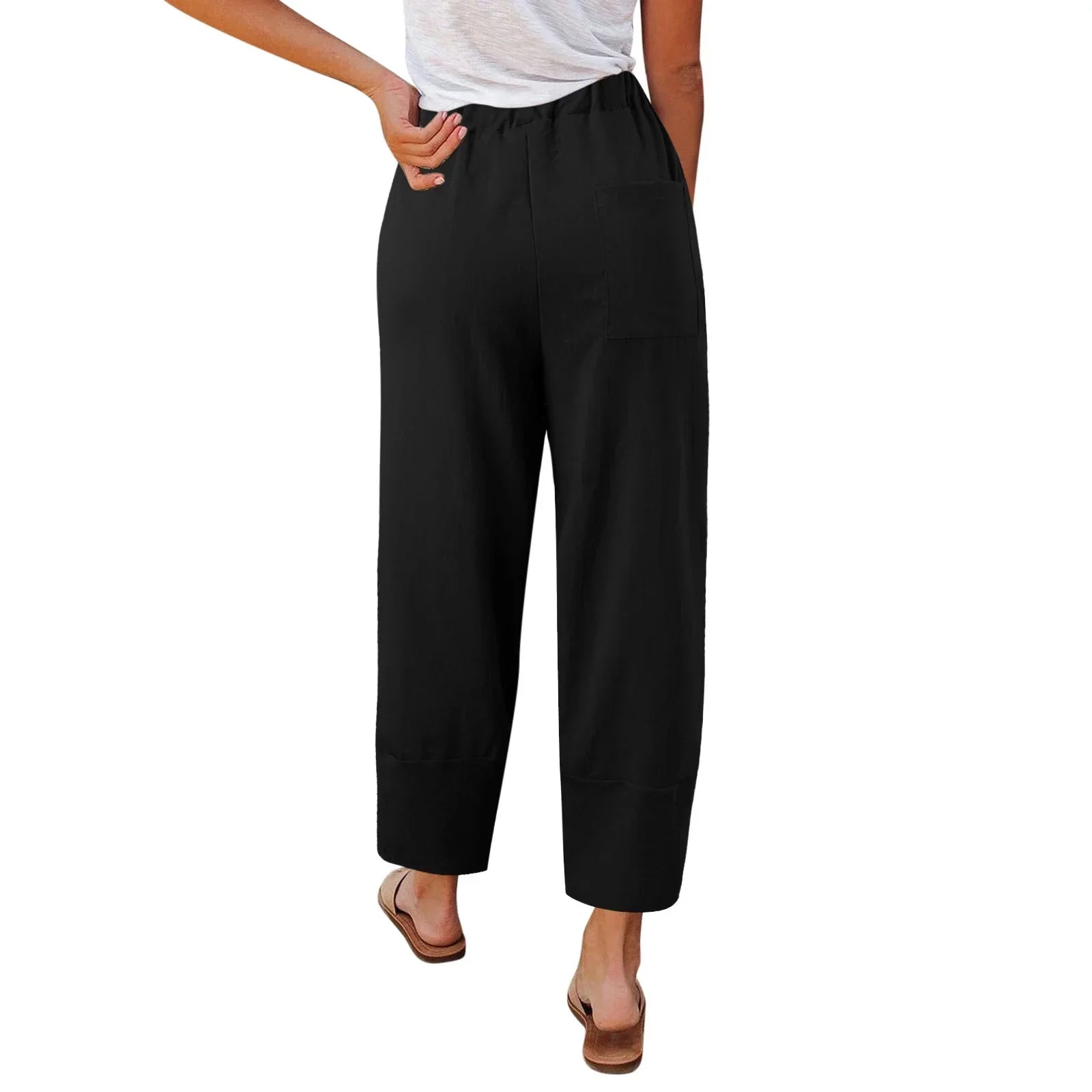 Pantalones de Pata Ancha para Mujer con Diseño Holgado y Corte Tobillero