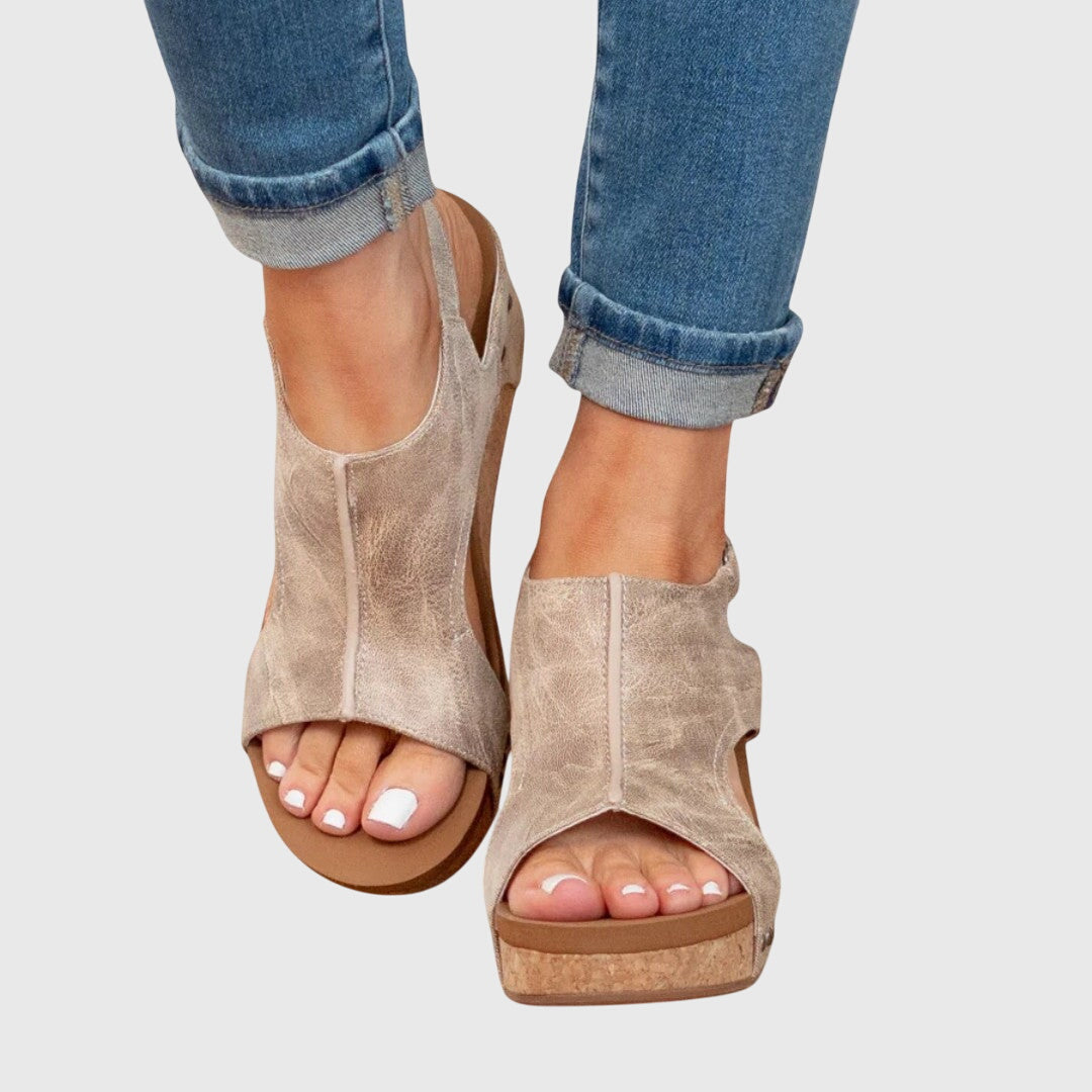 Sandalias de Plataforma para Mujer Zapatos con Cuña y Acabado de Corcho