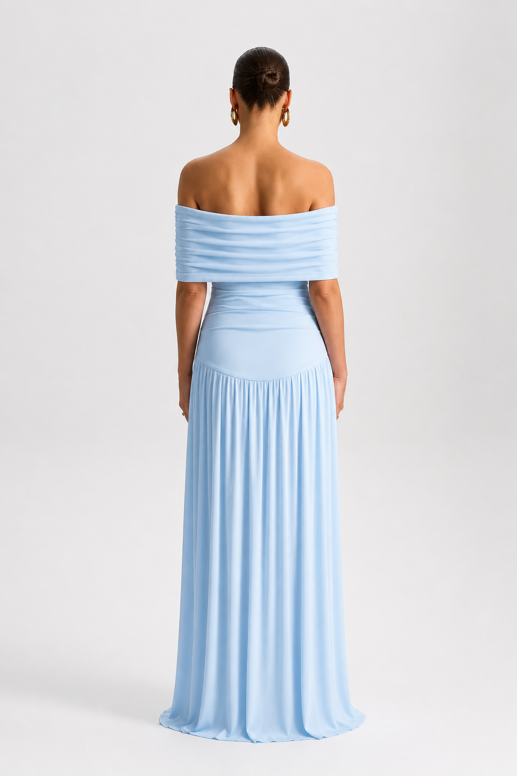 Vestido maternidad hombros descubiertos largo elegante