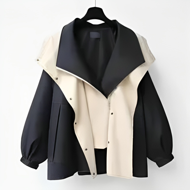 Veste en mélange de coton avec capuche et fermeture éclair, coupe ajustée pour femme