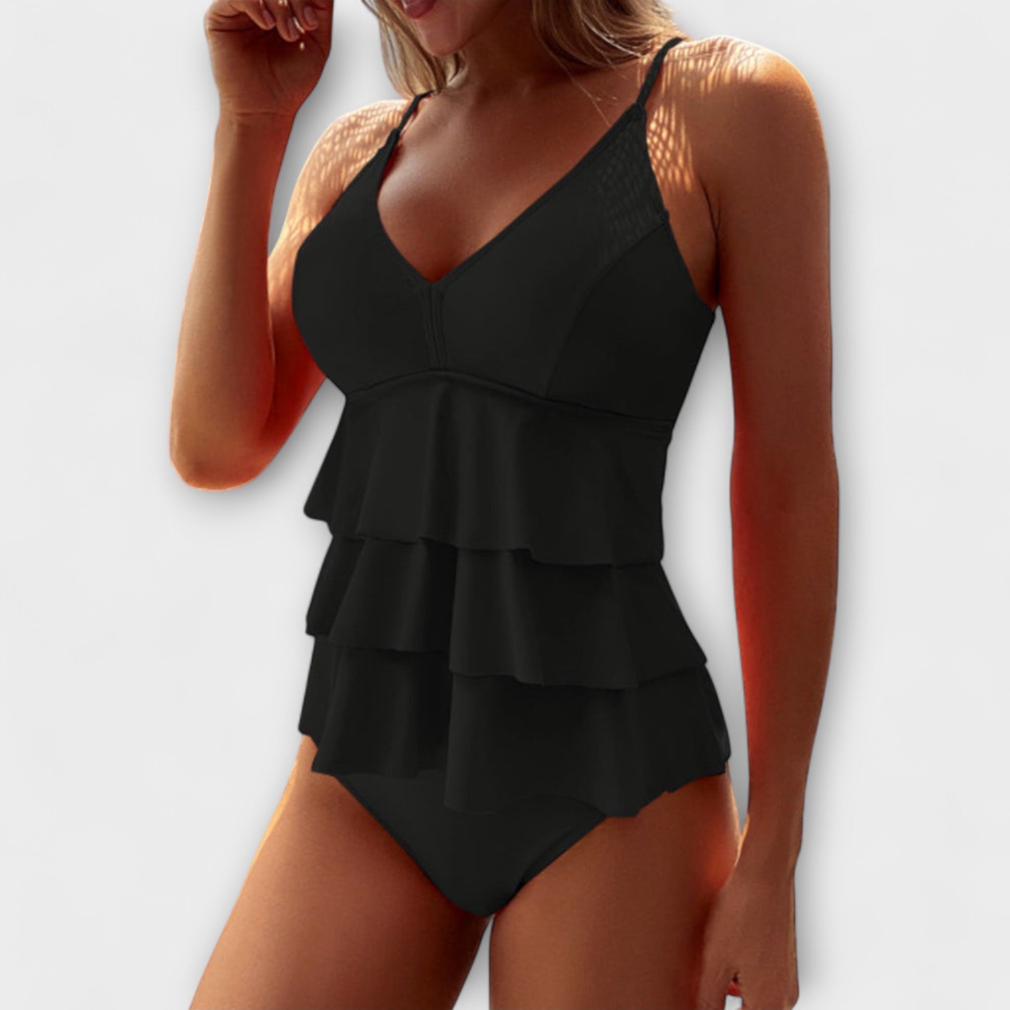 Bañador mujer con volantes | traje de baño escote en v para playa