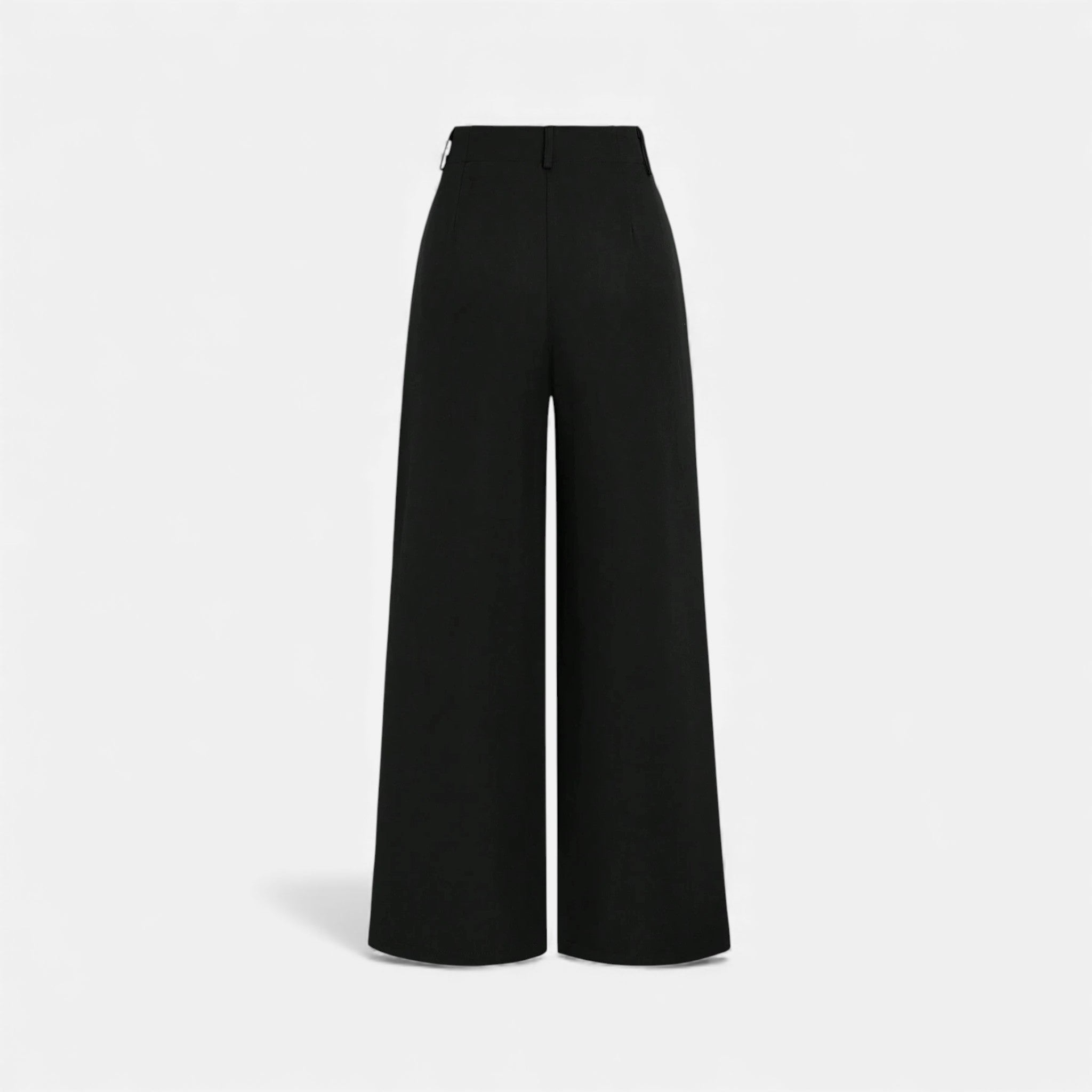 Pantalones de Pierna Ancha con Pinzas Jacquard y Cintura Alta para Mujer