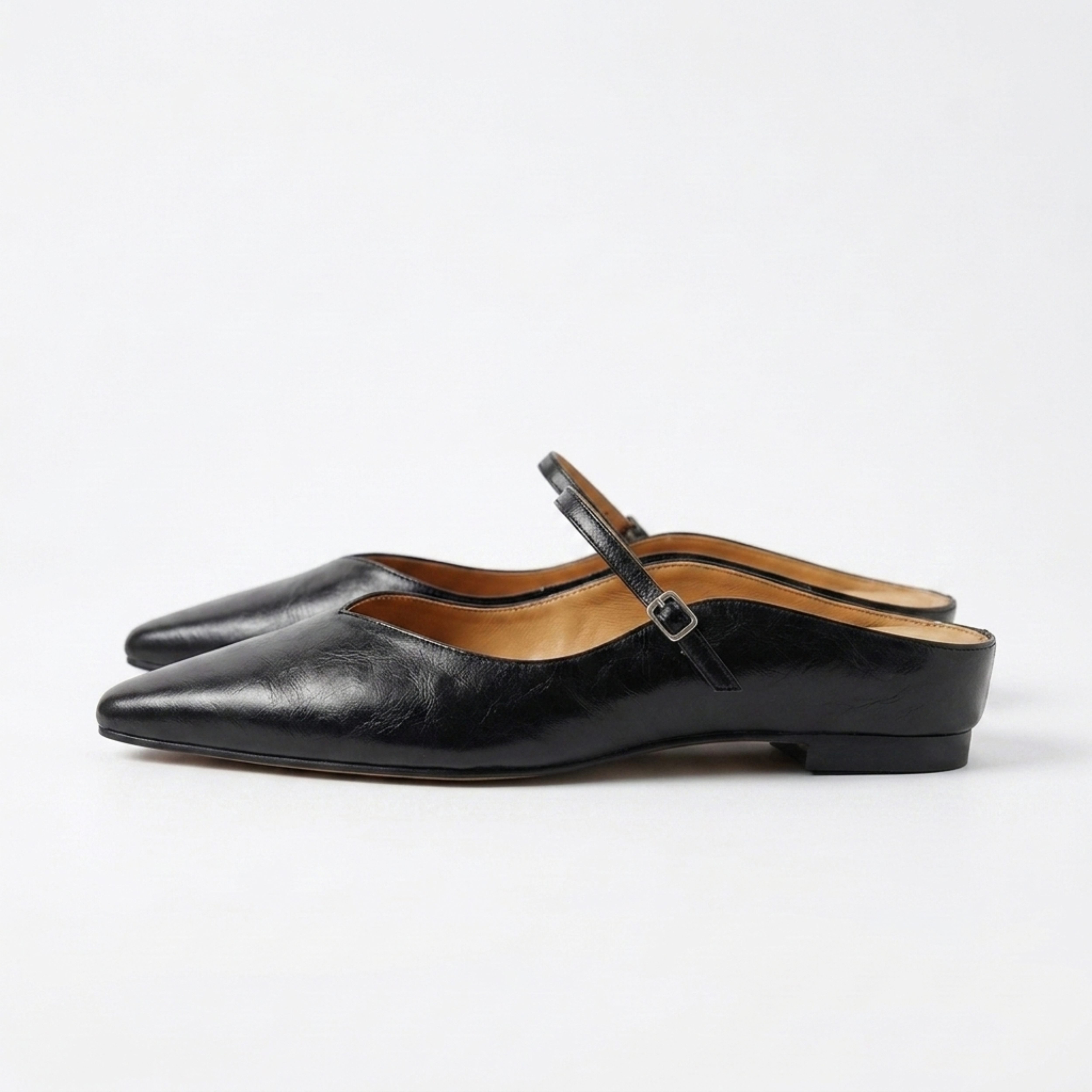 Mocasines mujer cuero | punta fina con hebilla para oficina