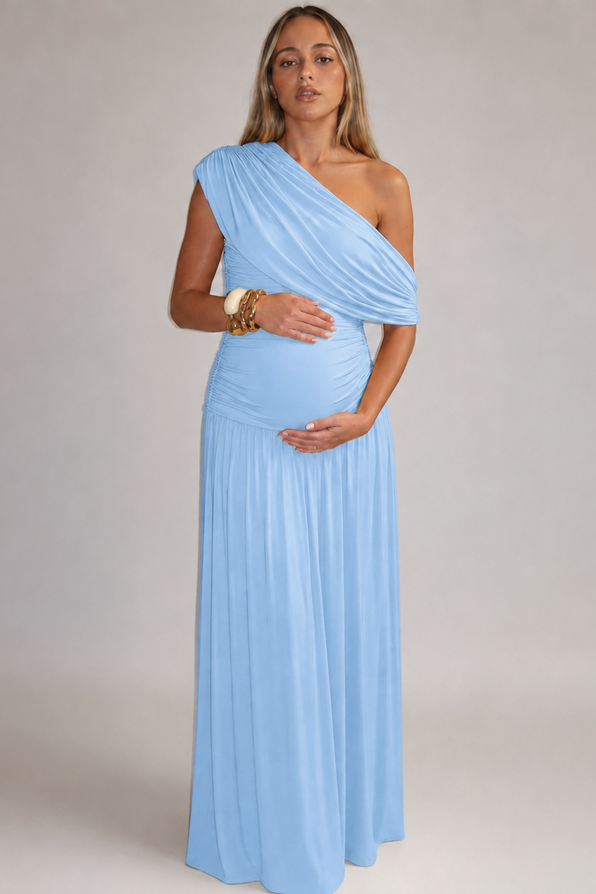 Vestido maternidad asimétrico largo elegante
