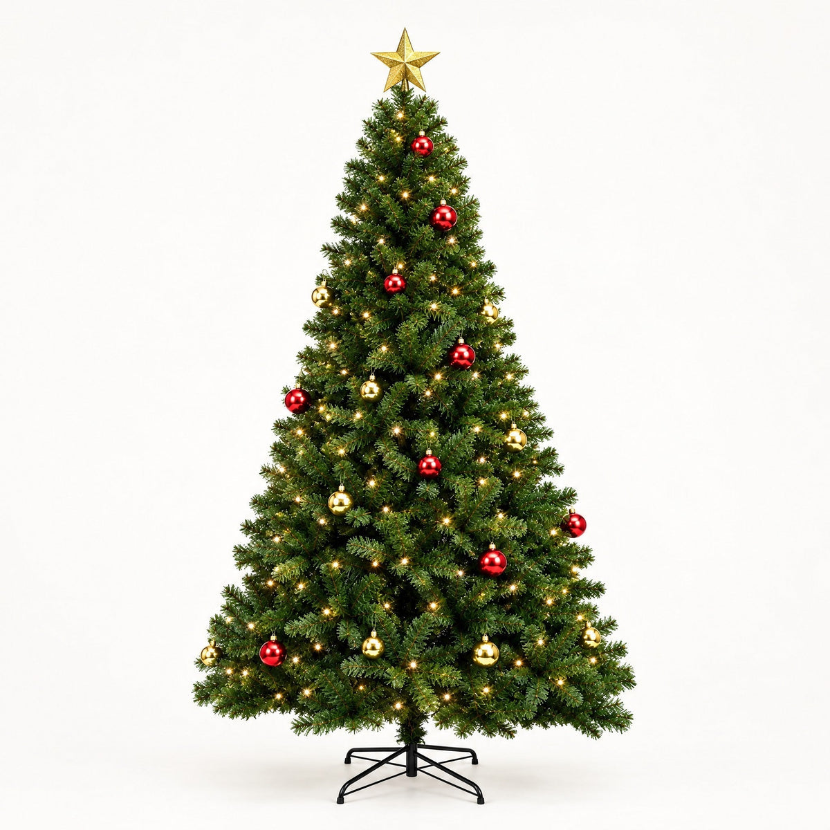 Árbol Artificial Preiluminado de 183 cm con Ramas Articuladas y Adornos Incluidos