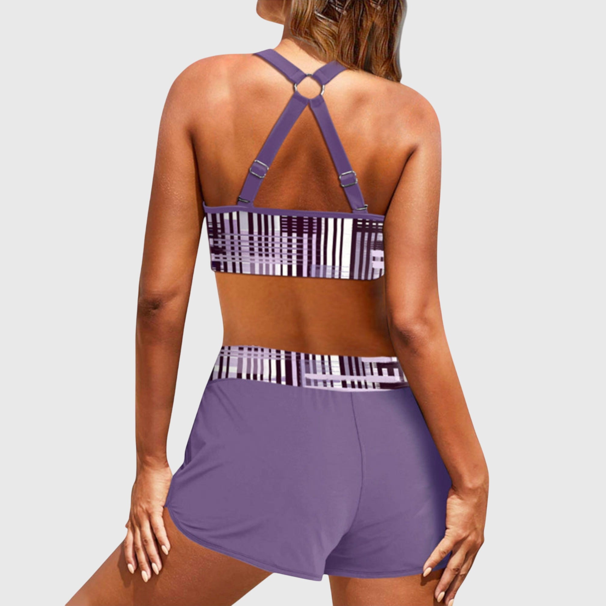 Bikini acanalado talle alto | conjunto bañador dos piezas playa