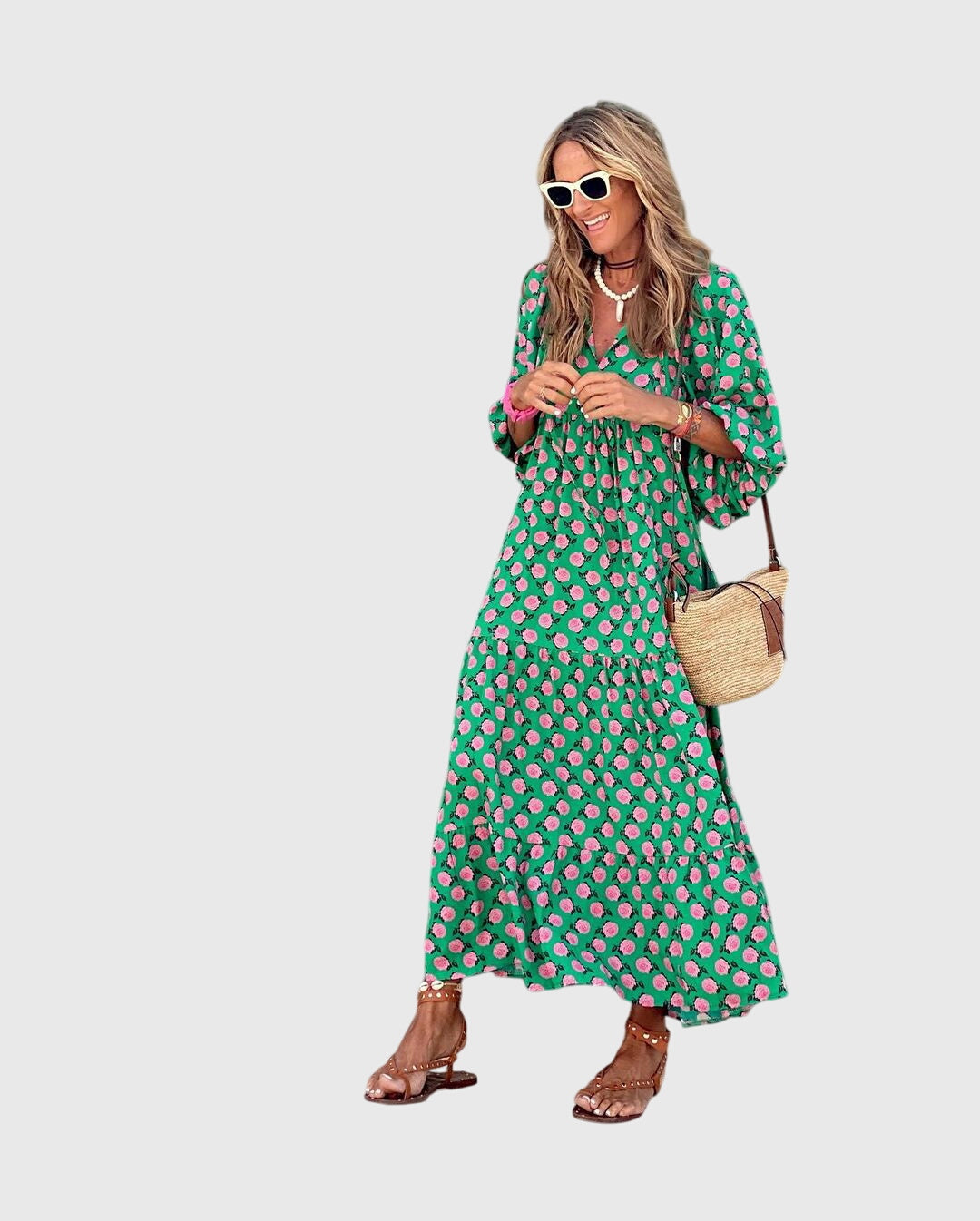 Vestido largo bohemio | vestido estampado para diario