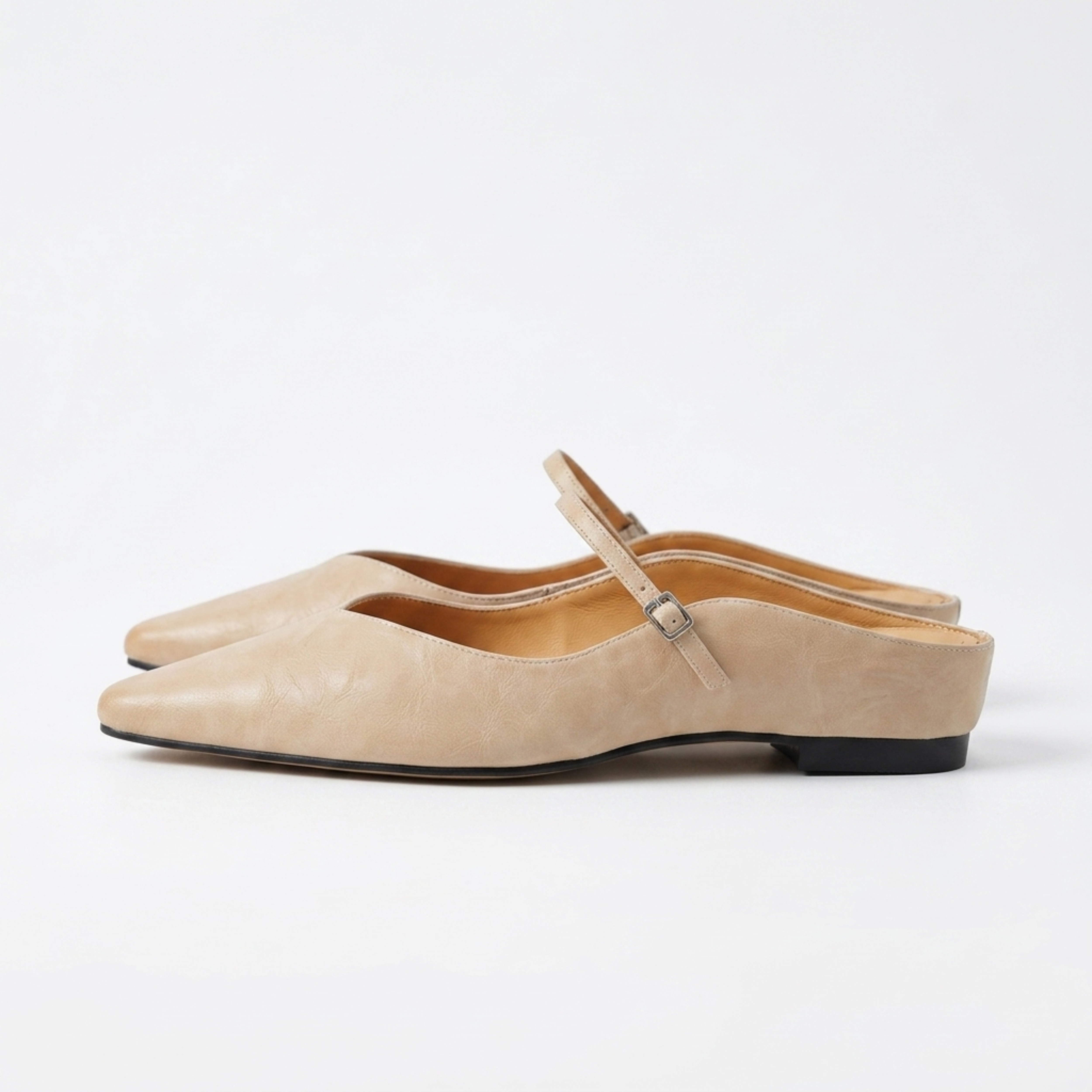 Mocasines mujer cuero | punta fina con hebilla para oficina