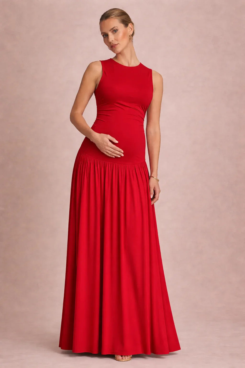 Vestido maternidad largo sin mangas elegante