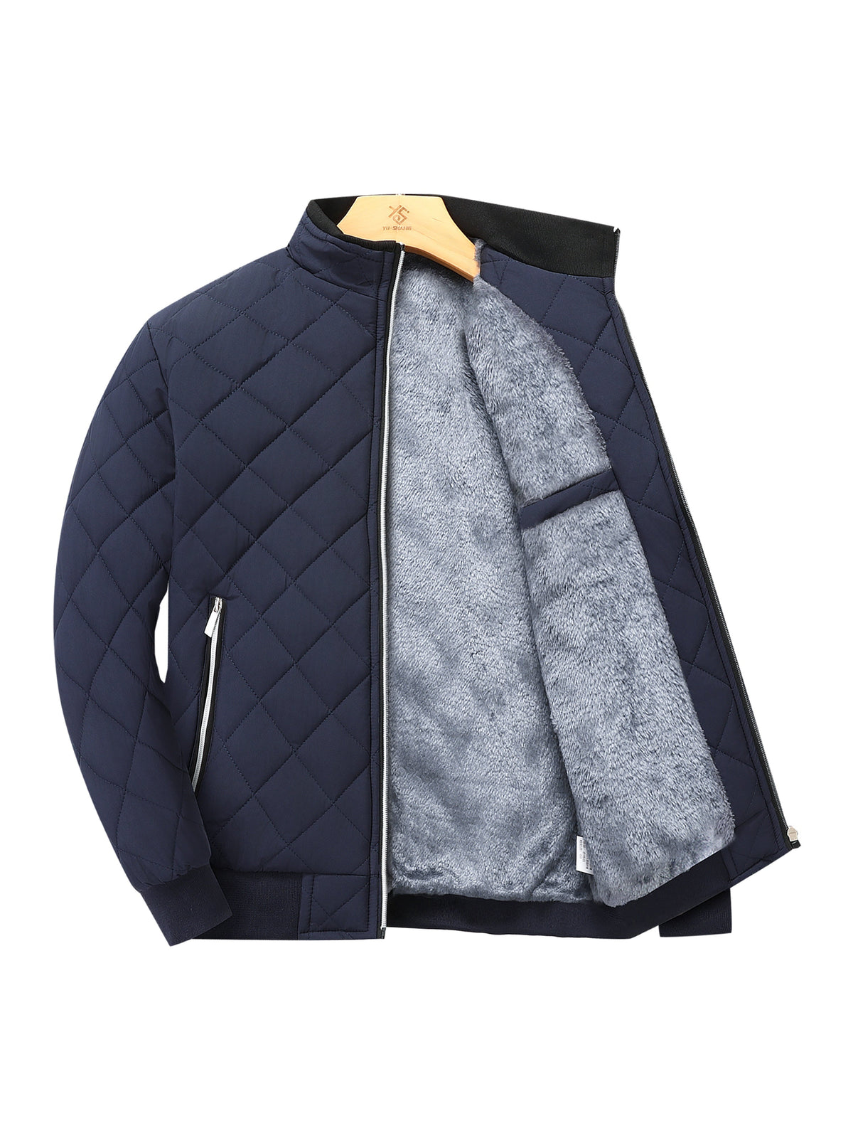 Veste matelassée en polyester pour homme avec col montant et fermeture à glissière