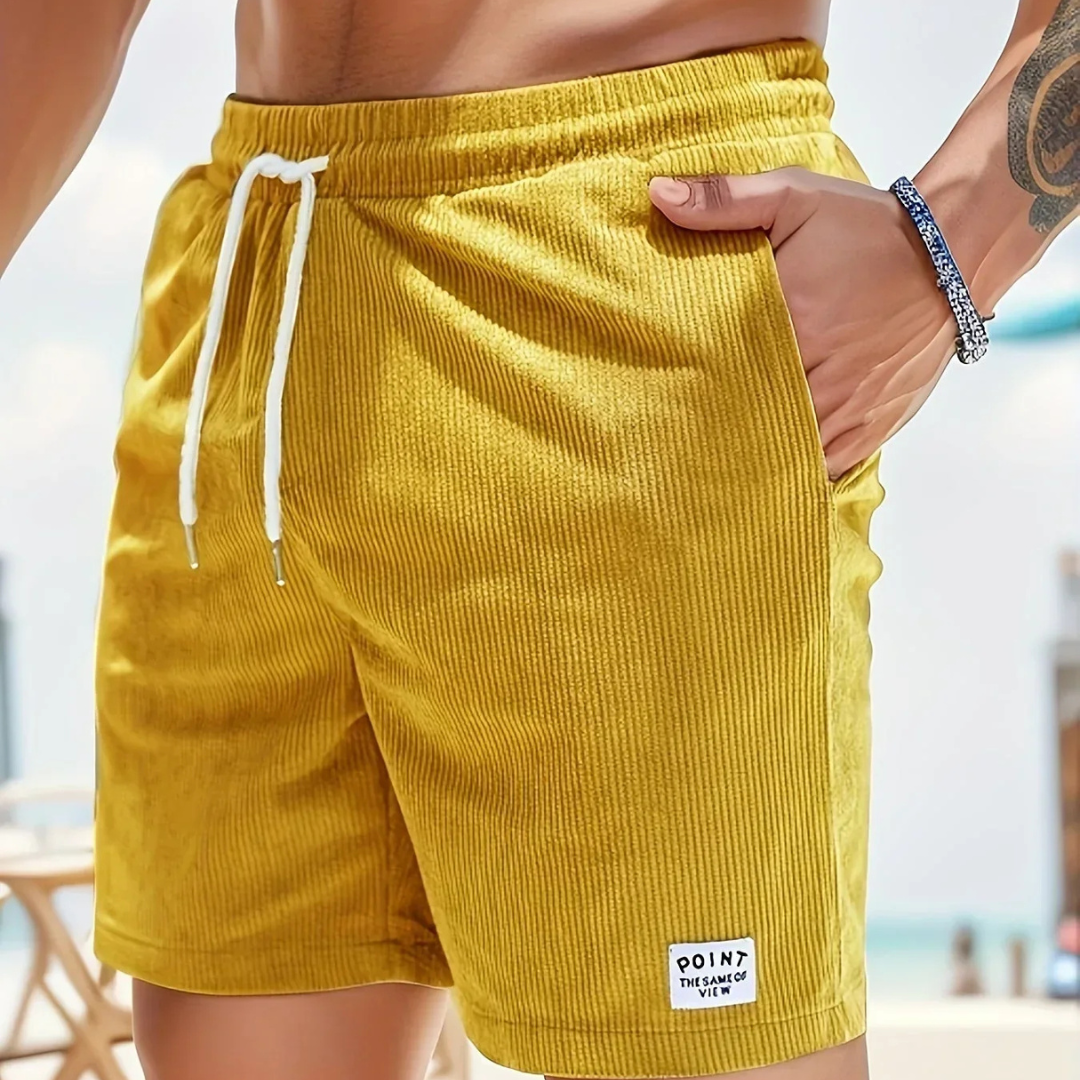 Pantalones cortos de pana para hombre - bermudas con cordón ajustables