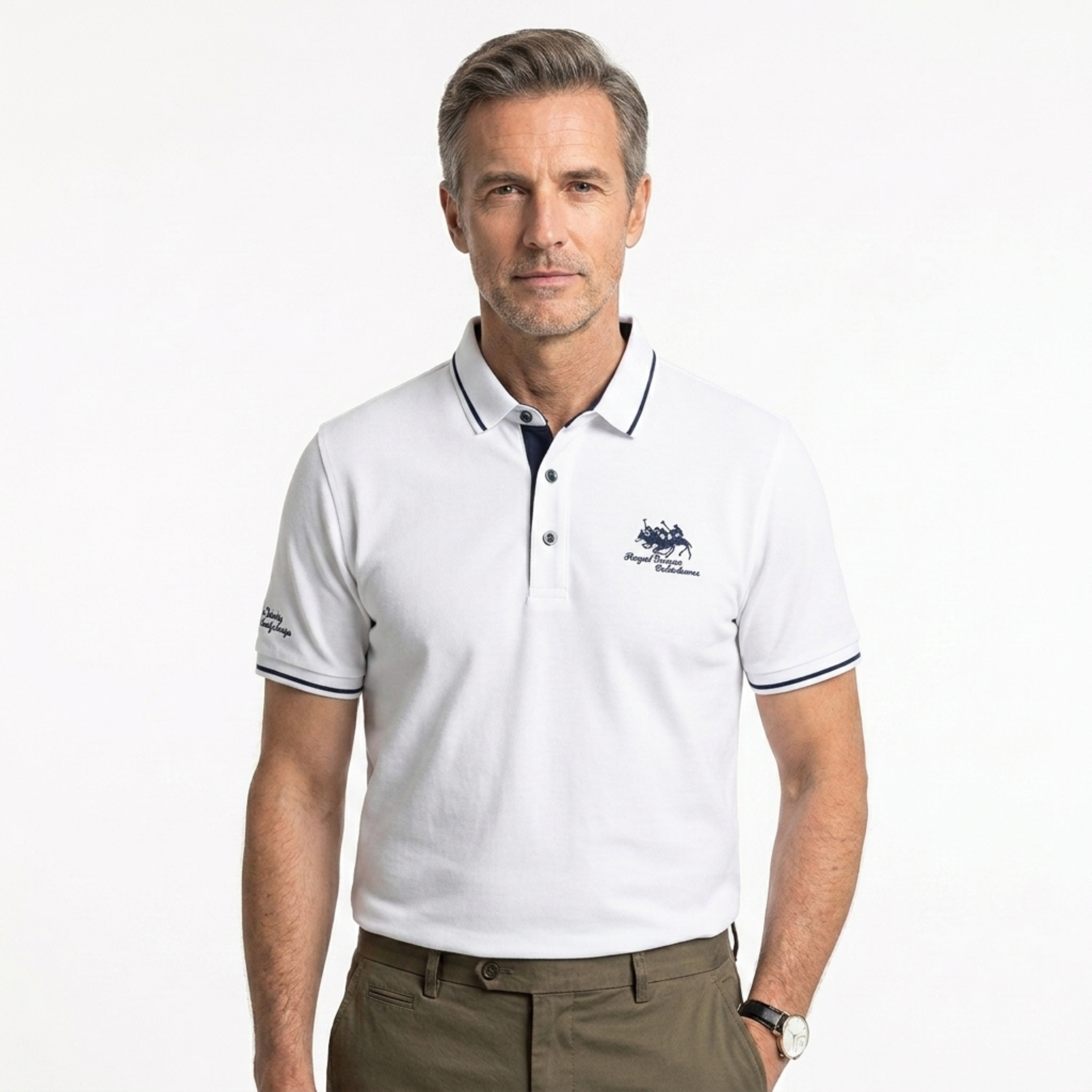 Polo manga corta hombre — diseño bordado para uso diario