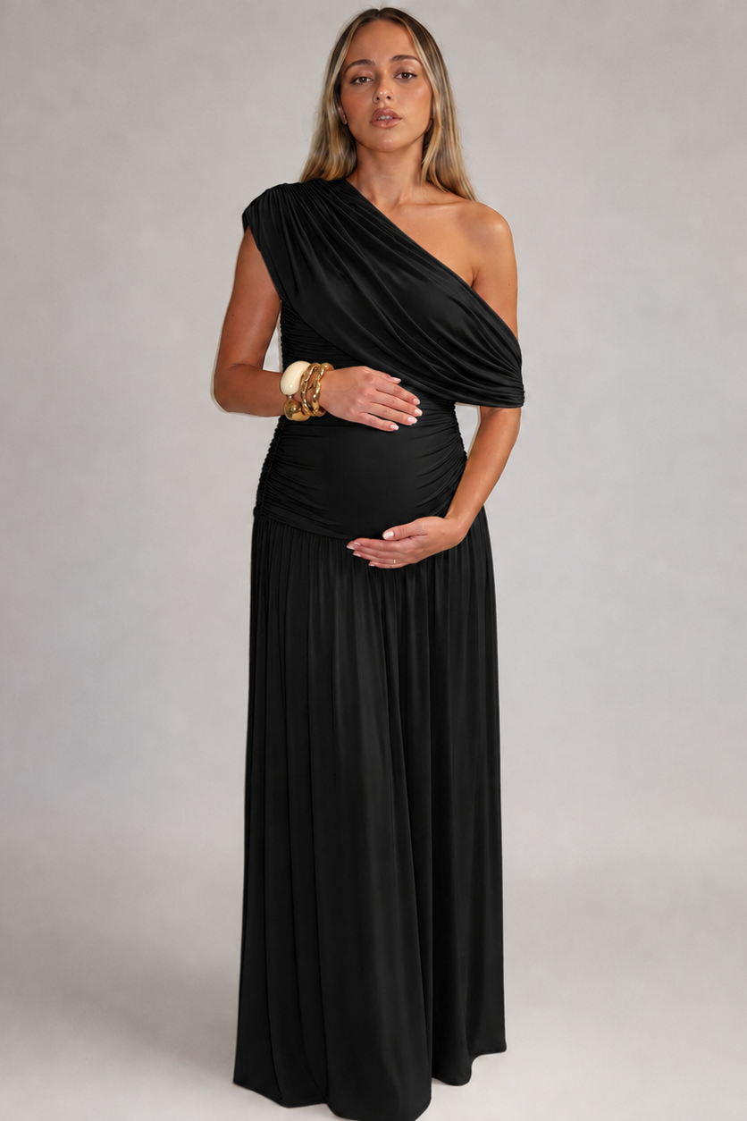Vestido maternidad asimétrico largo elegante