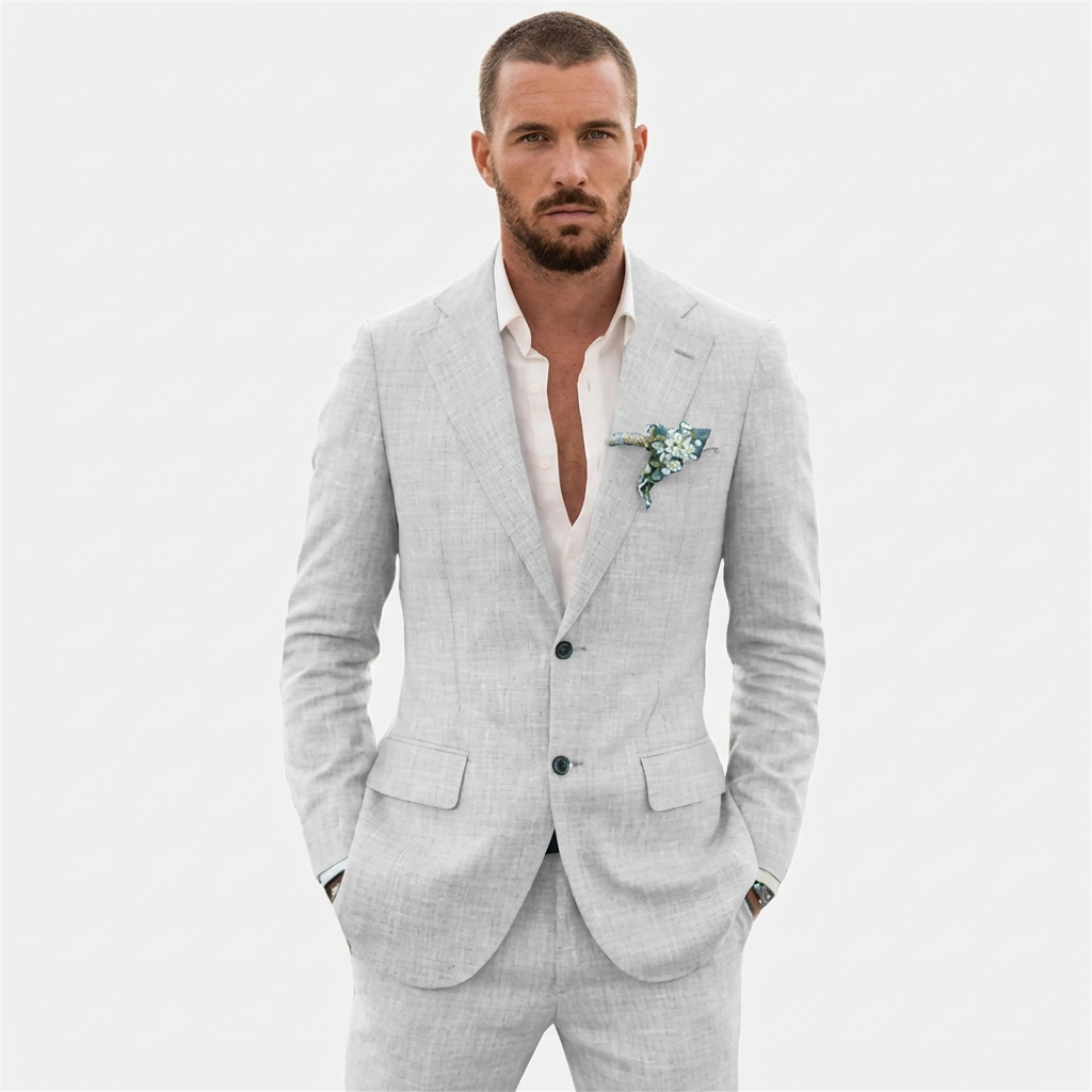 Traje de lino para hombre — Corte entallado slim fit para bodas