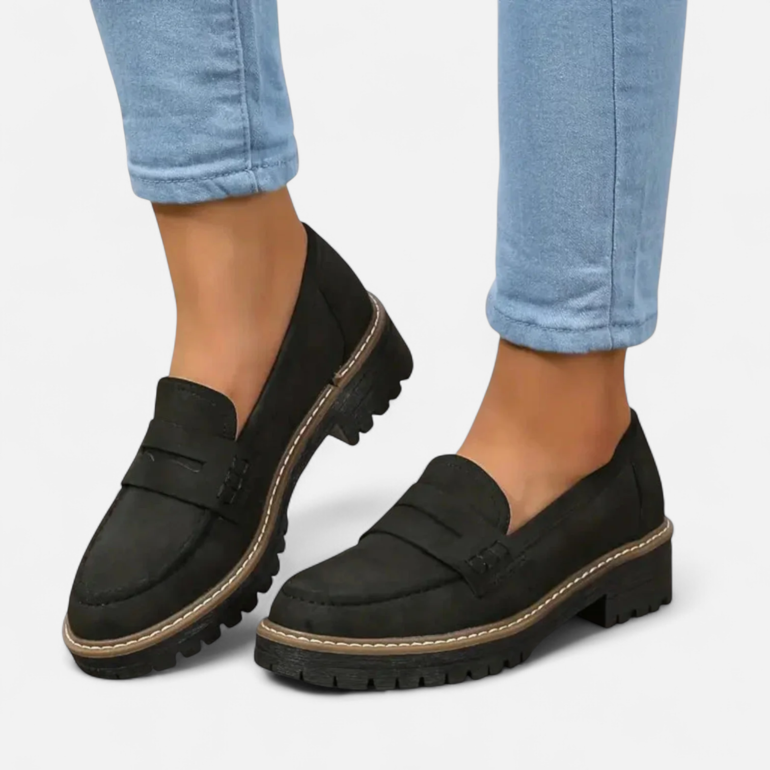 Mocasines de cuero para mujer con suela antideslizante uso diario