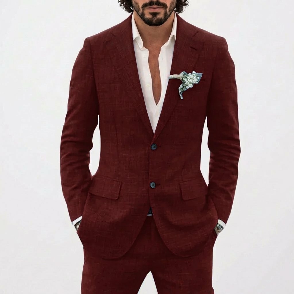 Traje de lino para hombre — Corte entallado slim fit para bodas