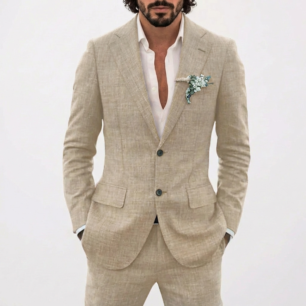 Traje de lino para hombre — Corte entallado slim fit para bodas