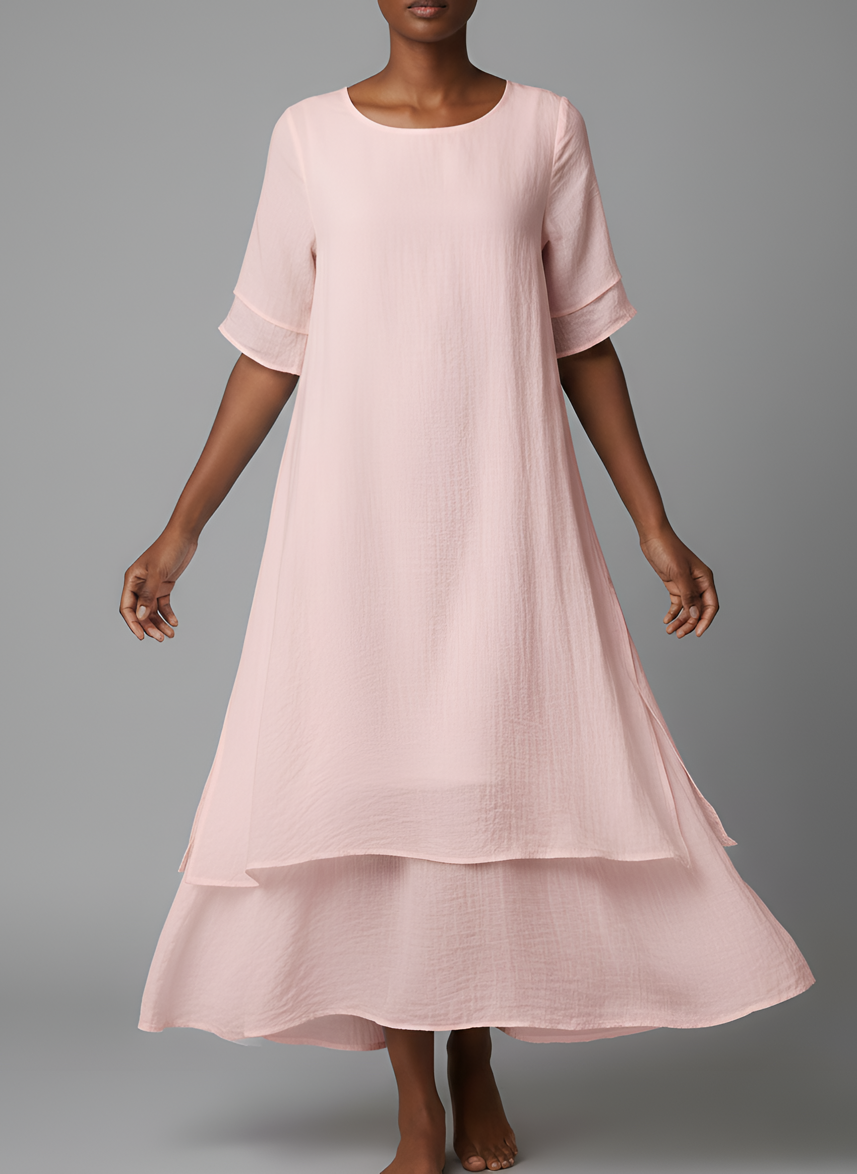 Vestido largo para mujer — Mezcla de algodón con dobladillo irregular casual